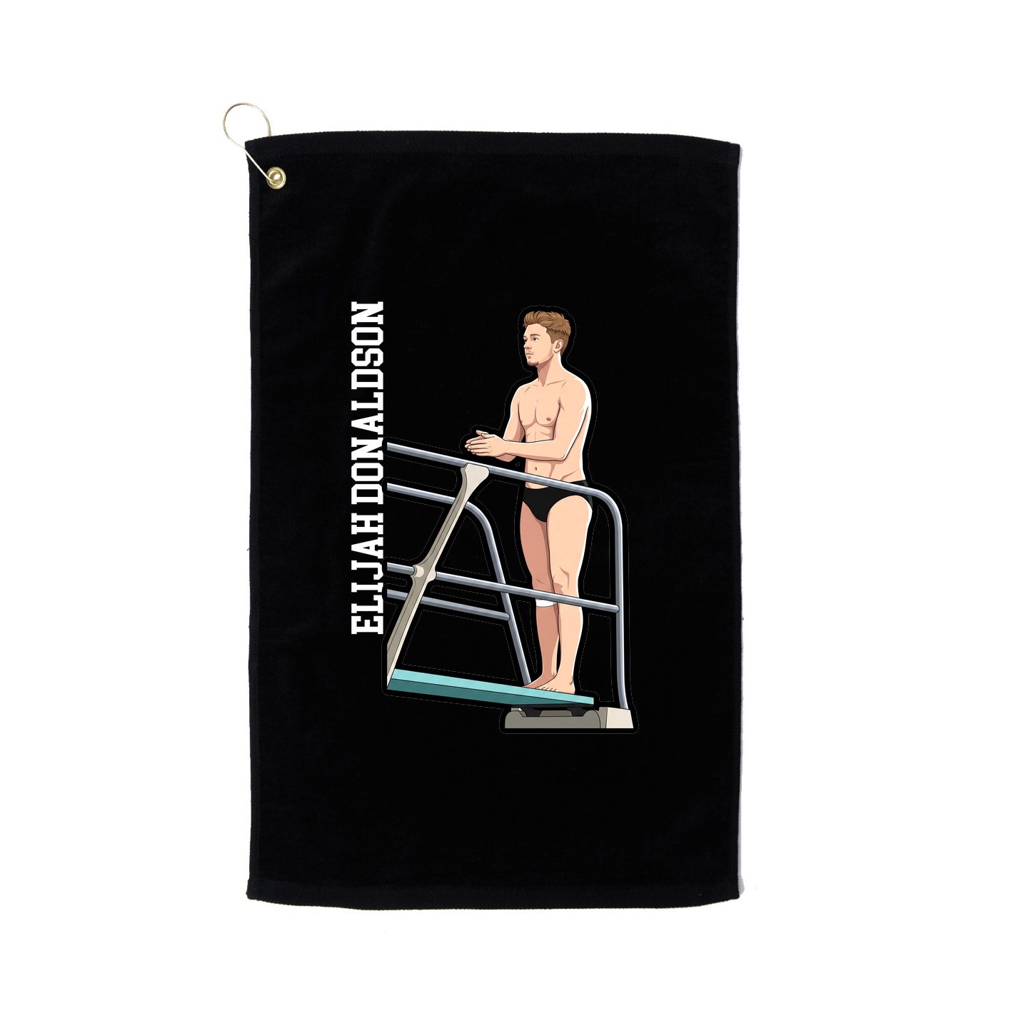 Golf Towel — Name Vertical in Black
