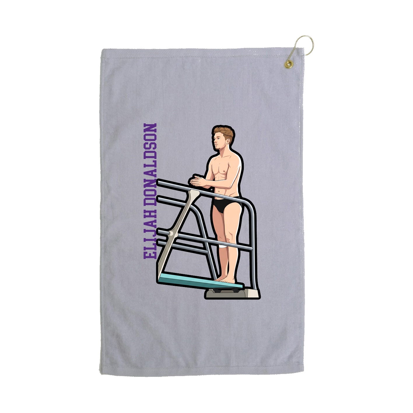 Golf Towel — Name Vertical in Grey