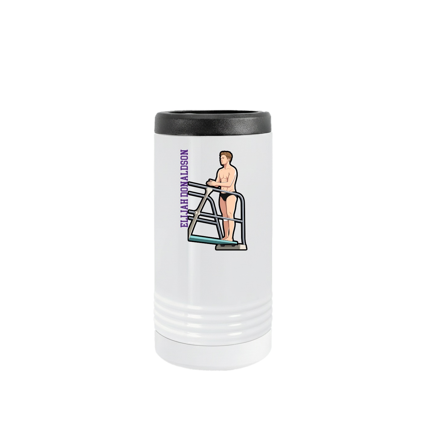 Slim Beverage Holder — Name Vertical in White