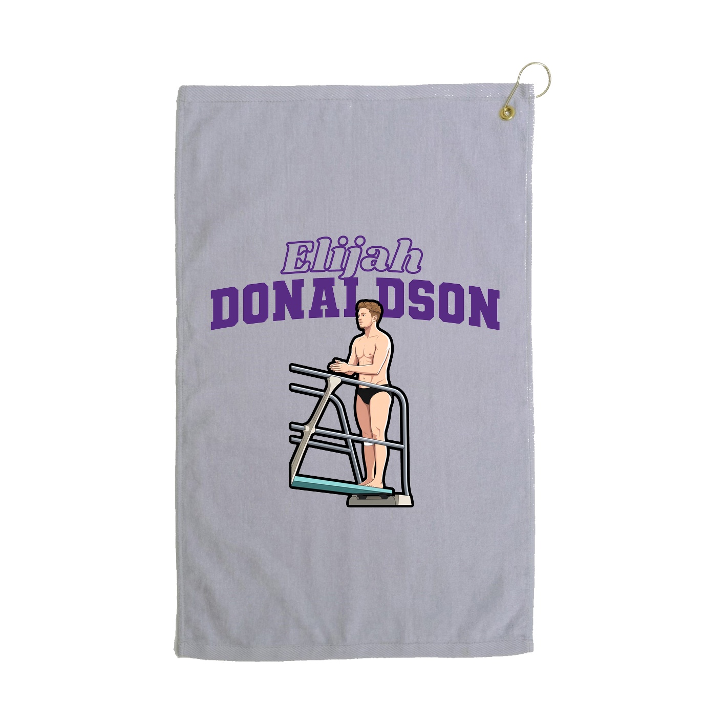 Golf Towel — Name Arch in Grey