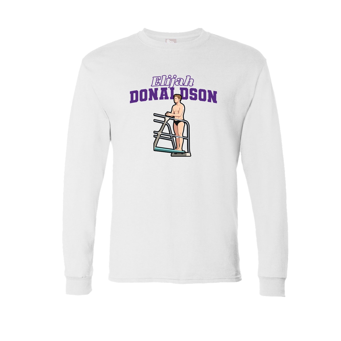 Long Sleeve Tee — Name Arch in White
