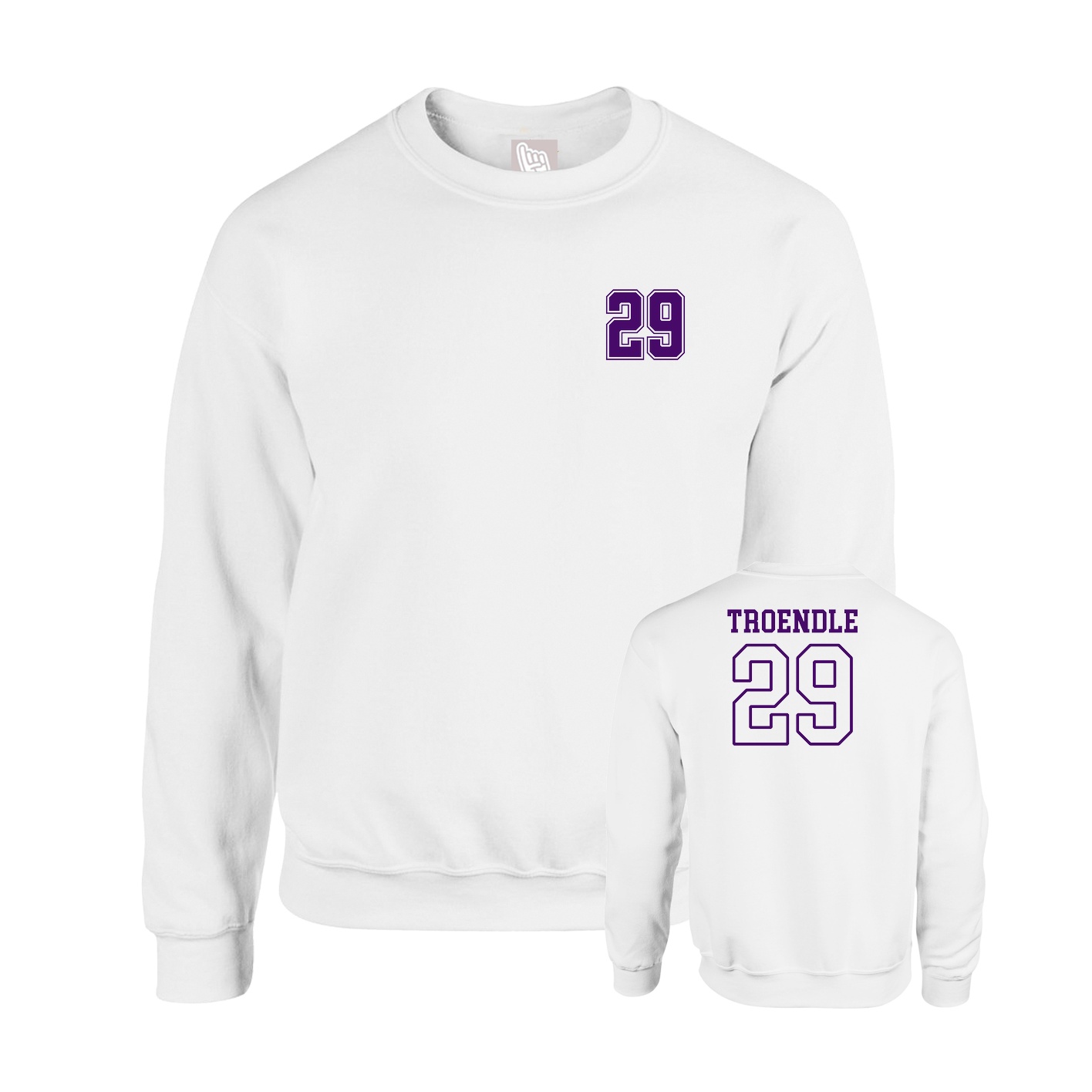 Fleece Crew — Chest Back in White
