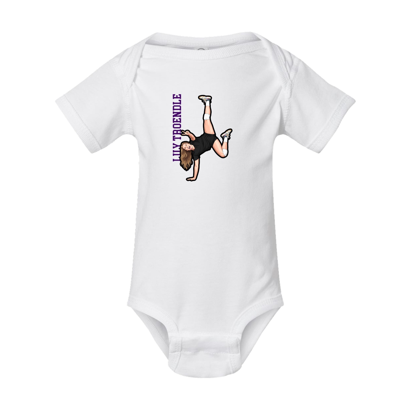Baby Onesie — Name Vertical in White