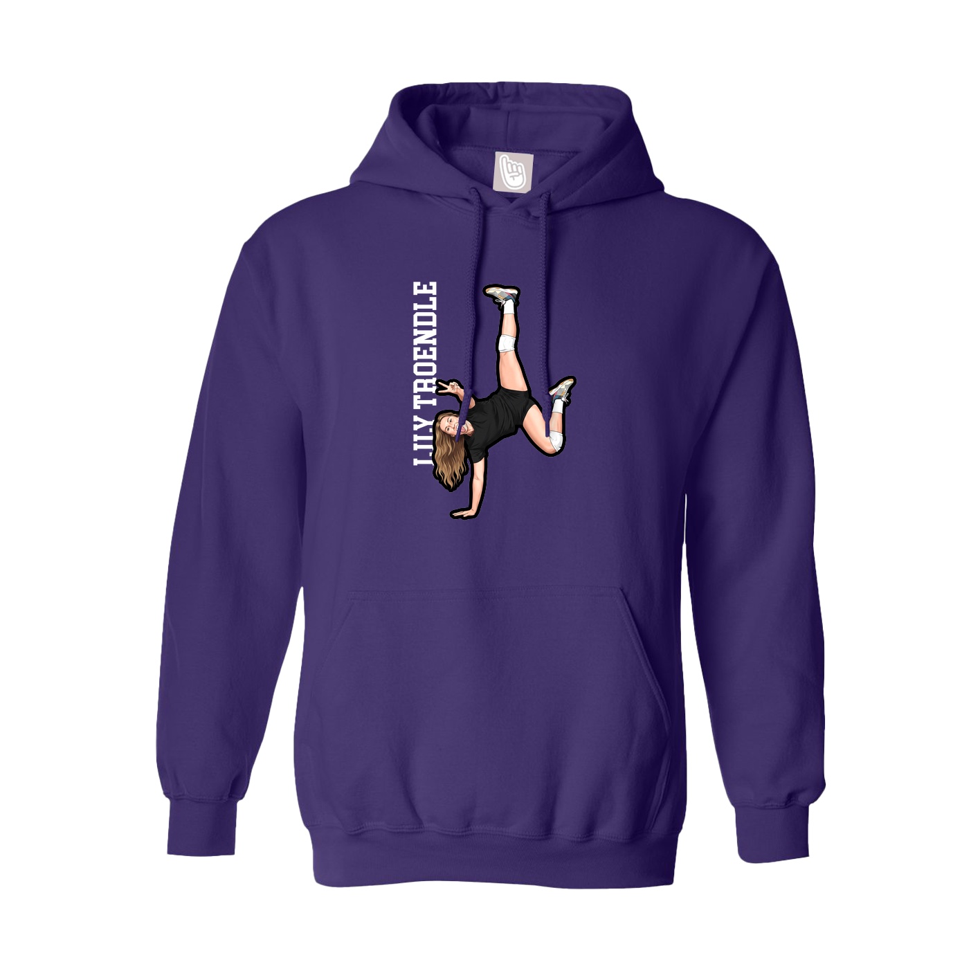 Youth Hoodie — Name Vertical in Purple