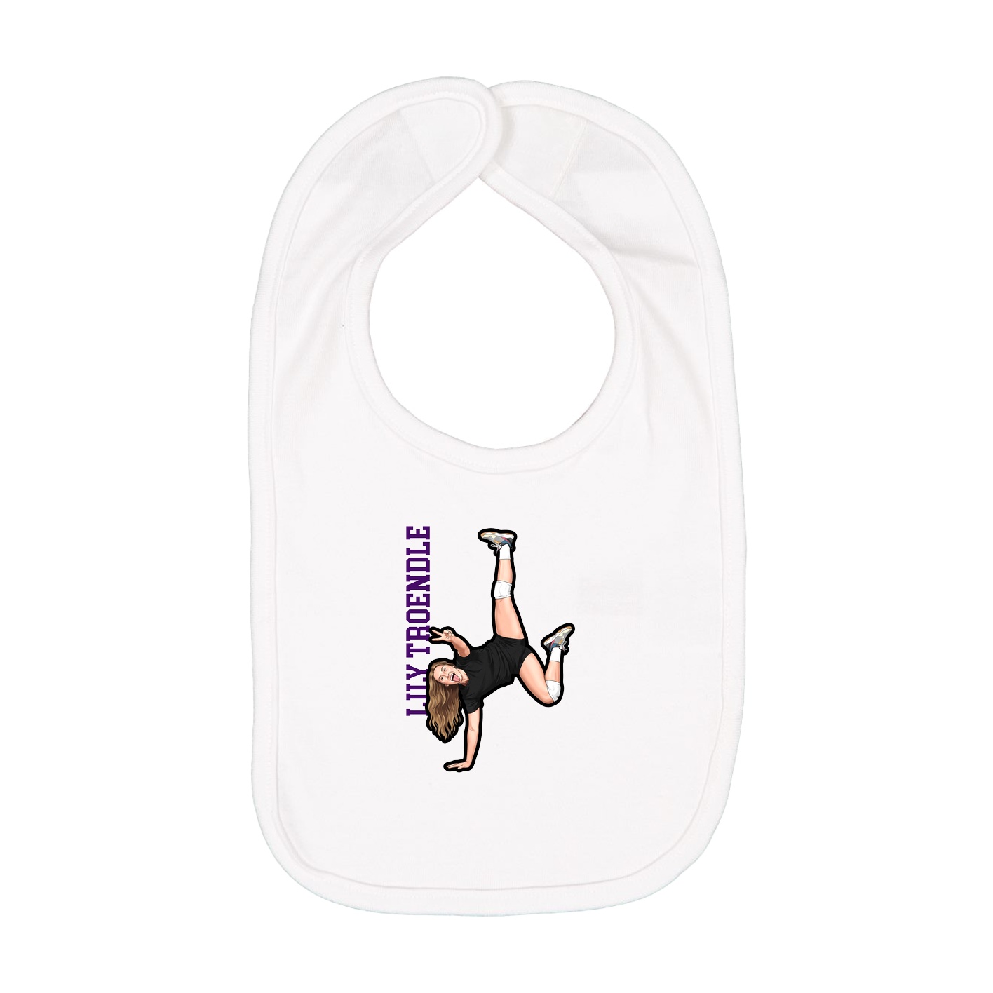 Infant Bib — Name Vertical in White