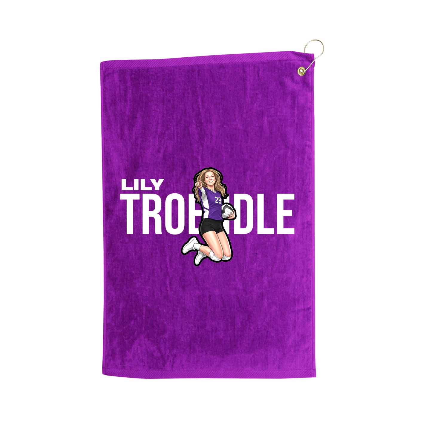 Golf Towel — Player Name in Purple