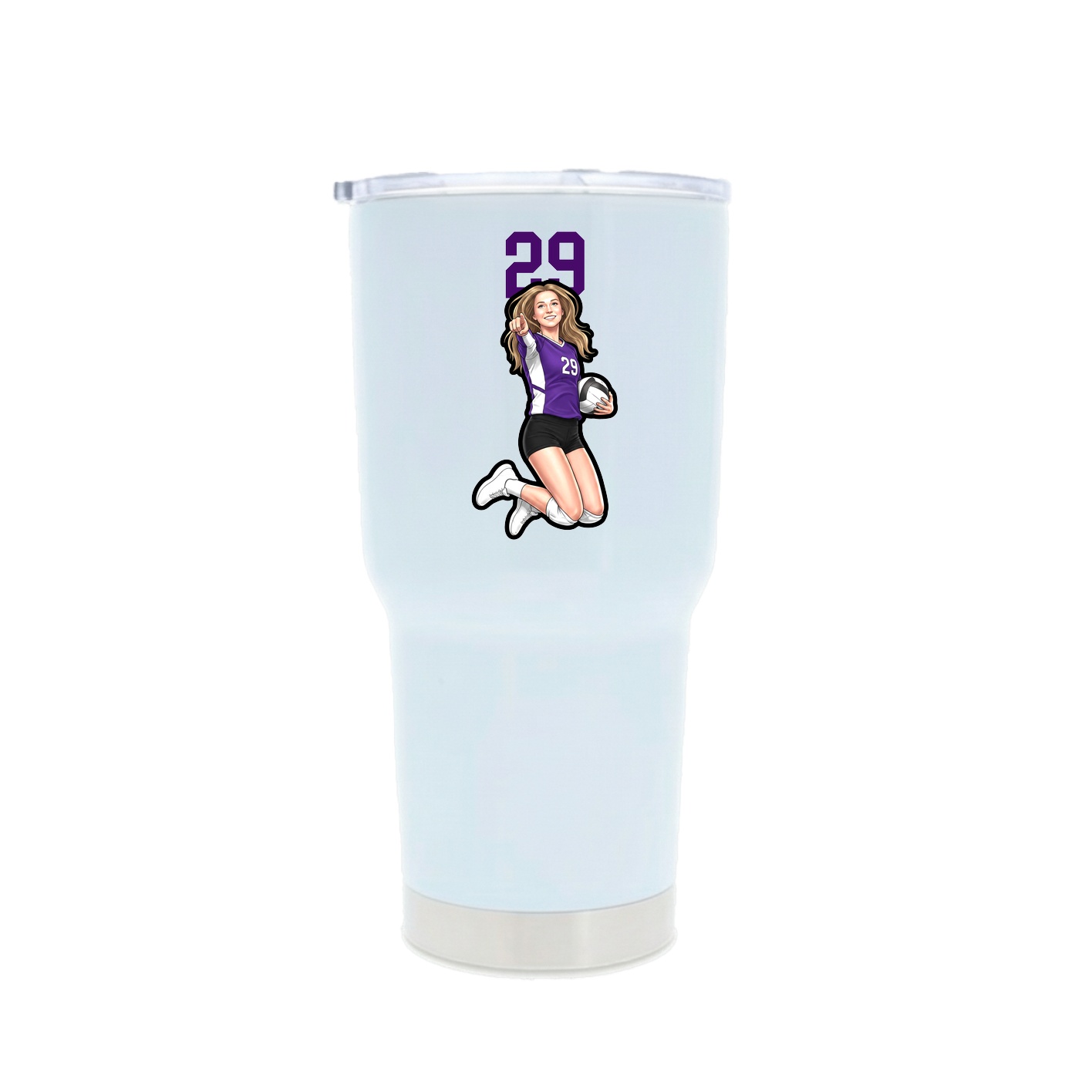 30oz Stainless Steel Tumbler — Number Top in White