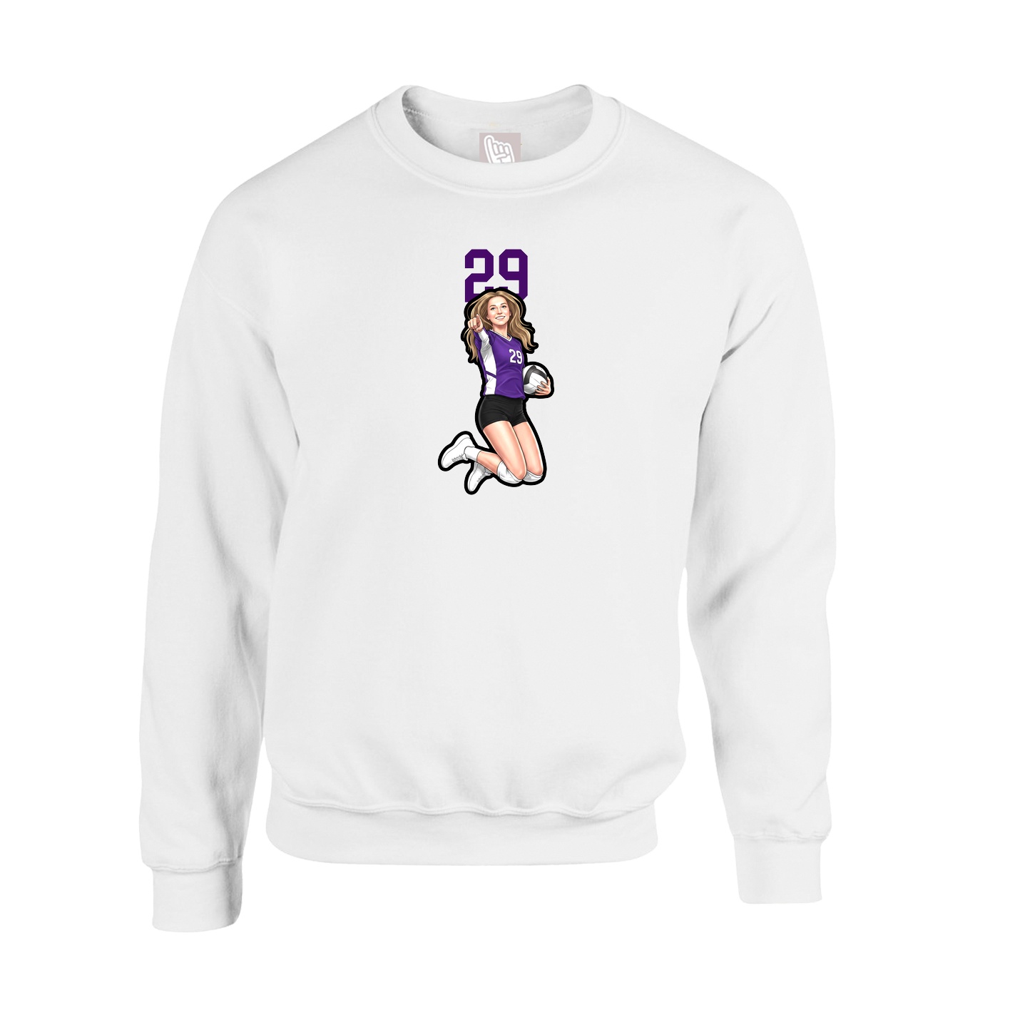 Fleece Crew — Number Top in White