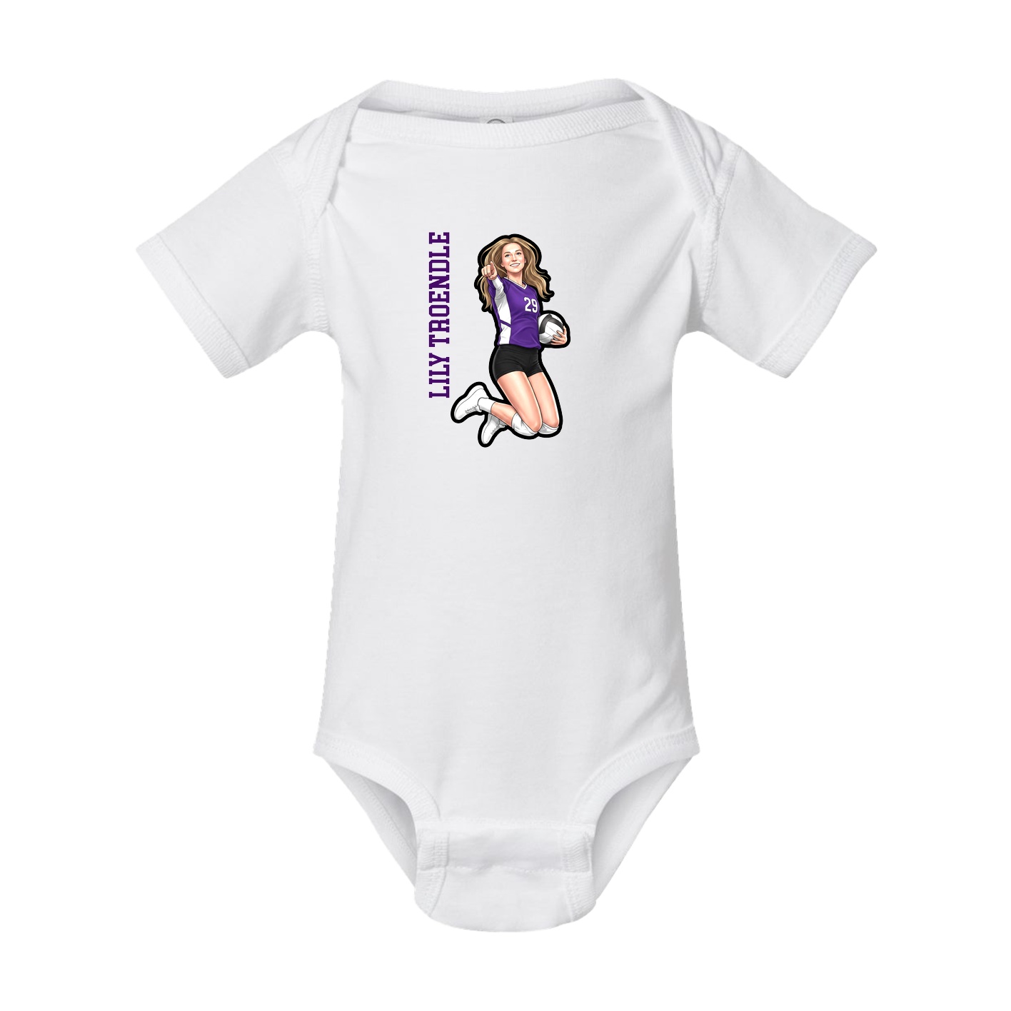 Baby Onesie — Name Vertical in White