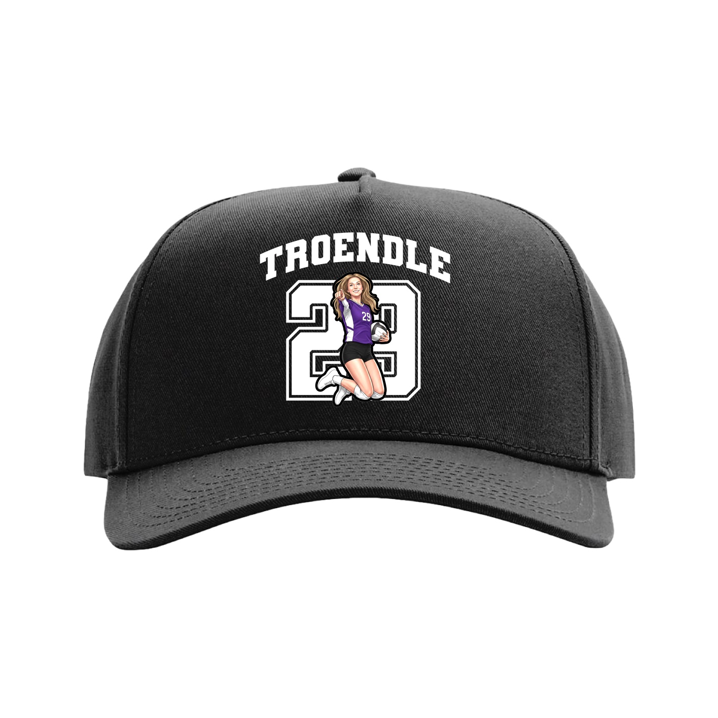 Full Fabric Five-Panel Champ Cap — Number in Black