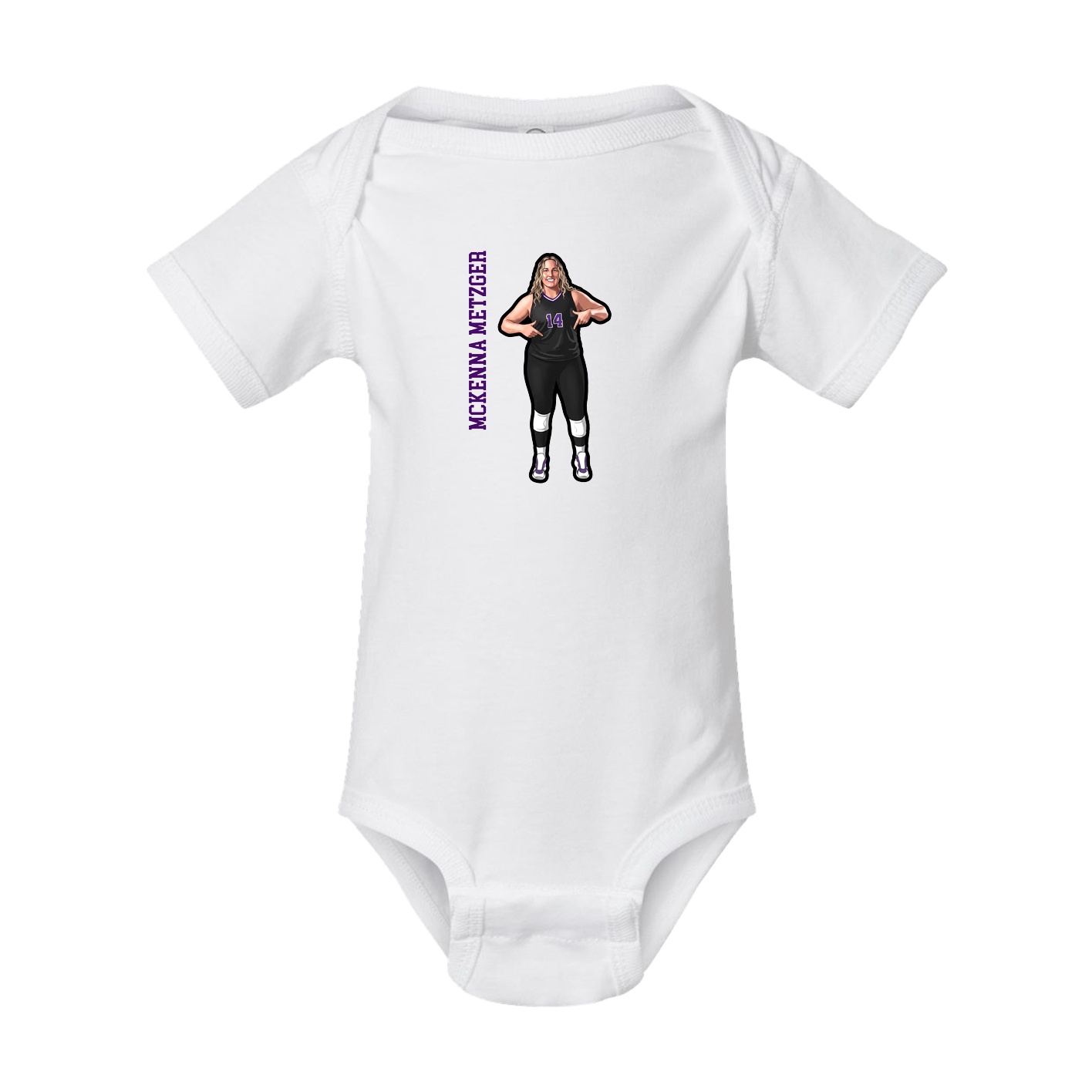 Baby Onesie — Name Vertical in White