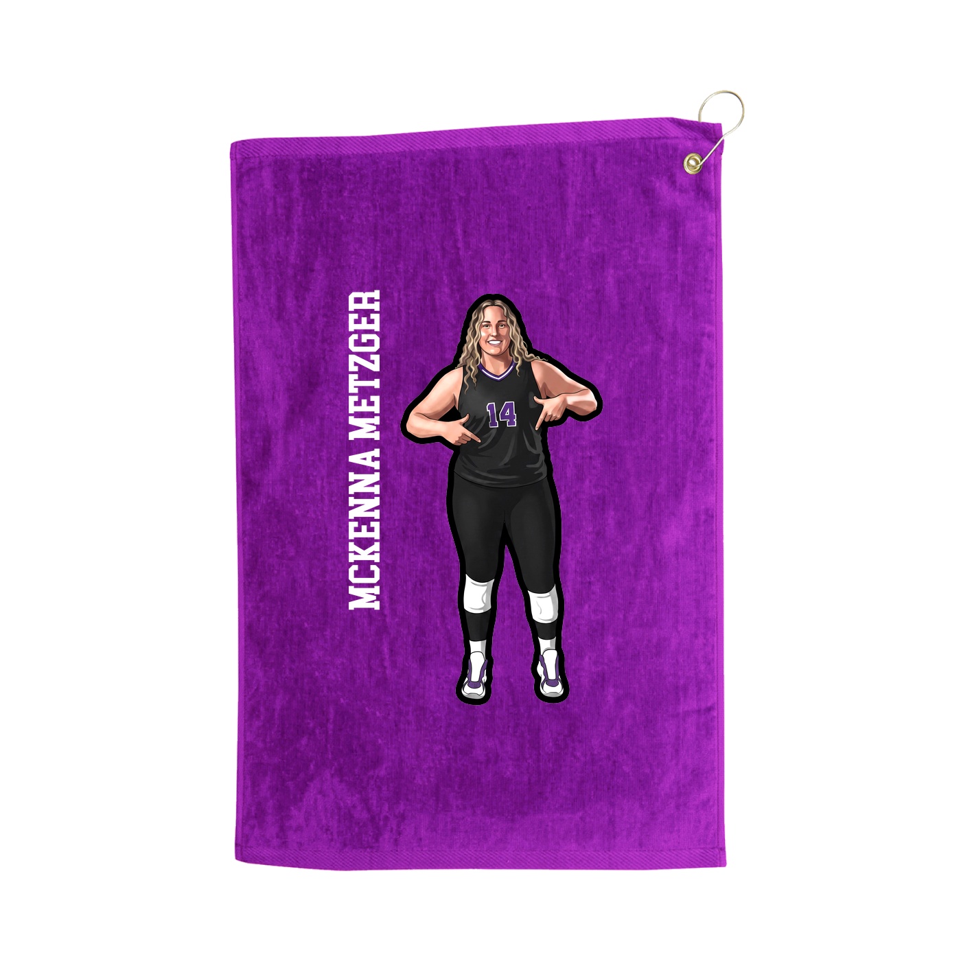 Golf Towel — Name Vertical in Purple