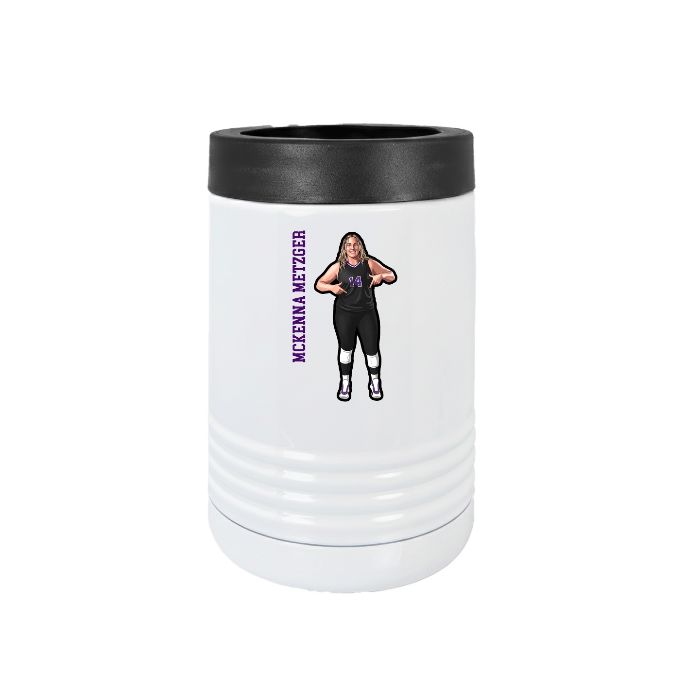 Beverage Holder — Name Vertical in White