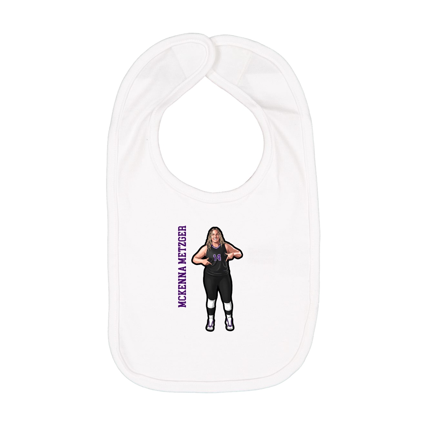 Infant Bib — Name Vertical in White