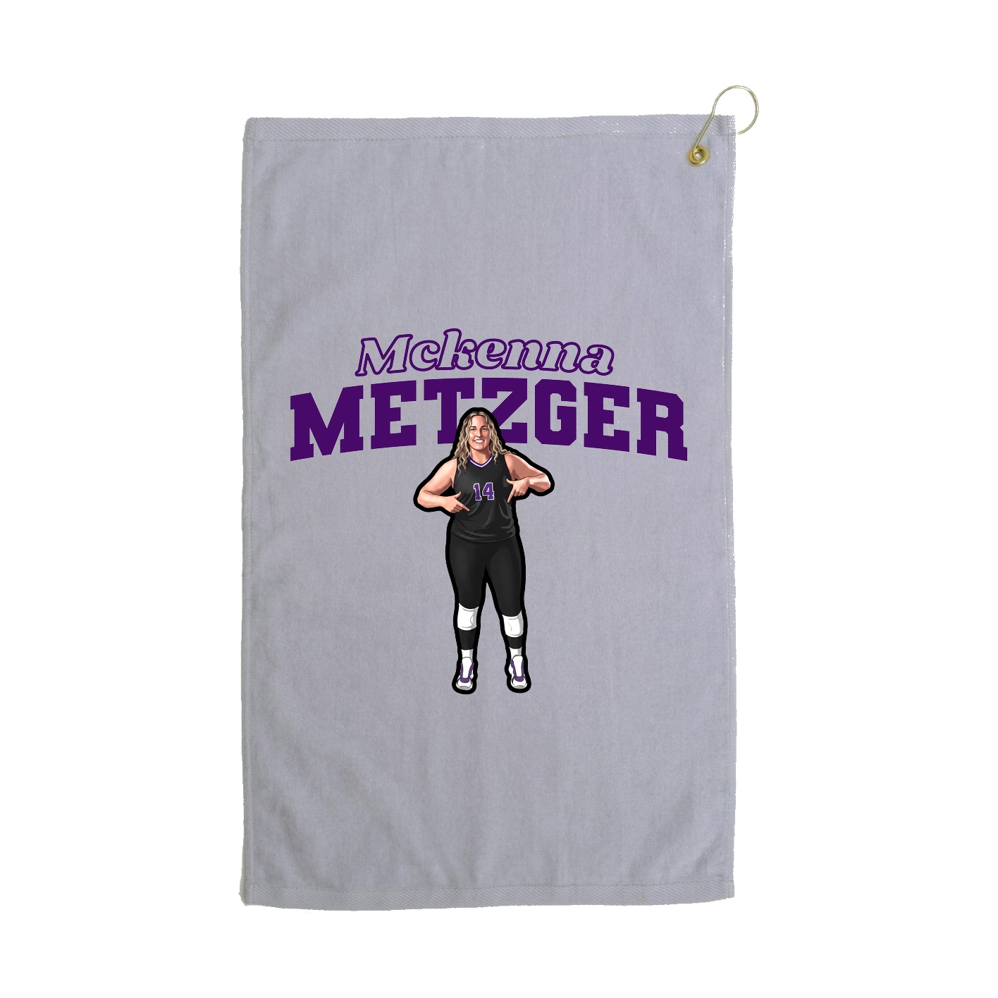 Golf Towel — Name Arch in Grey