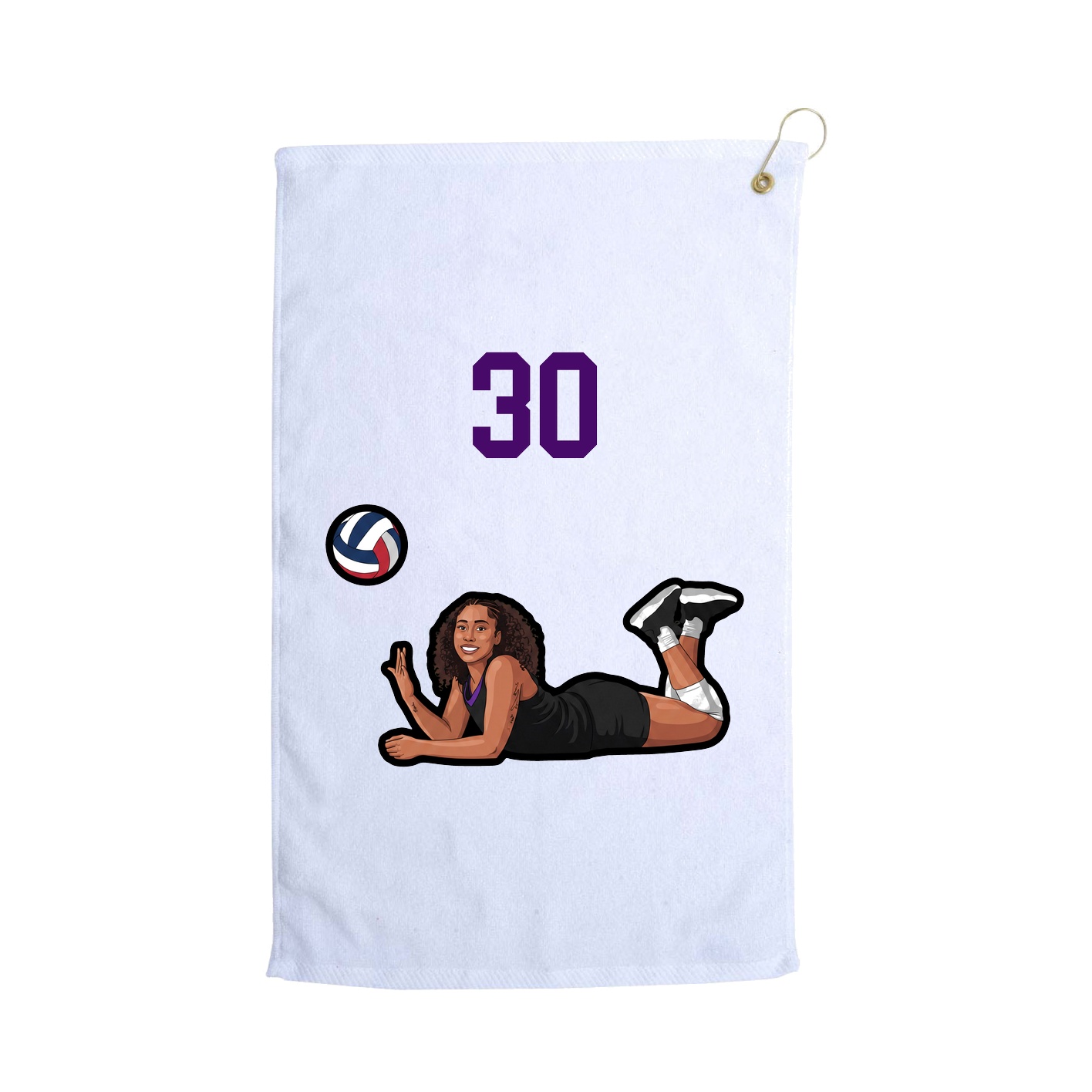Golf Towel — Number Top in White
