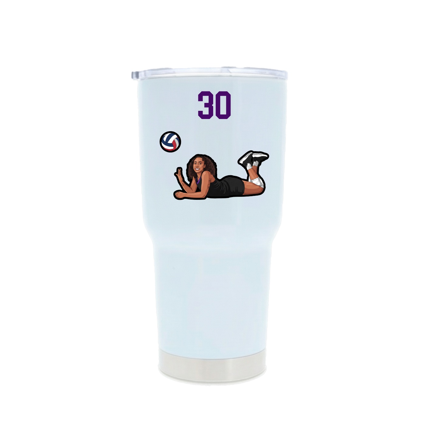 30oz Stainless Steel Tumbler — Number Top in White