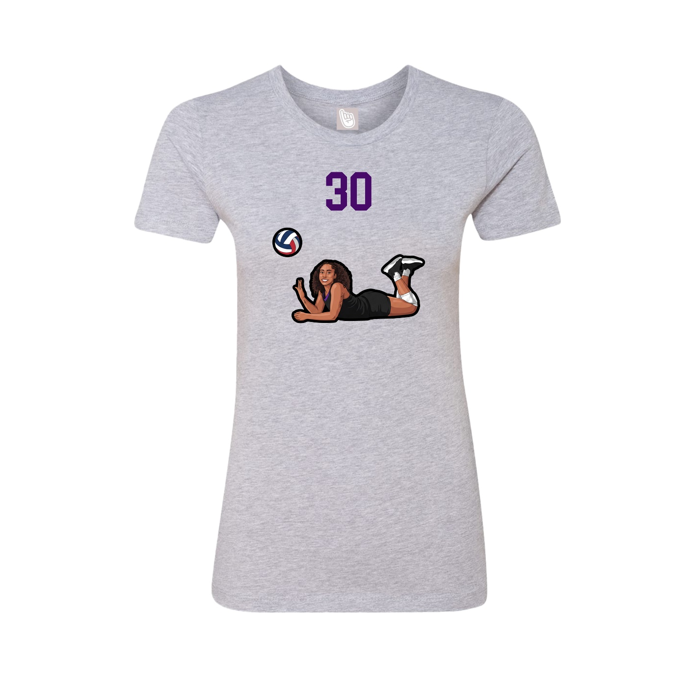 Fitted Women's Tee — Number Top in Grey
