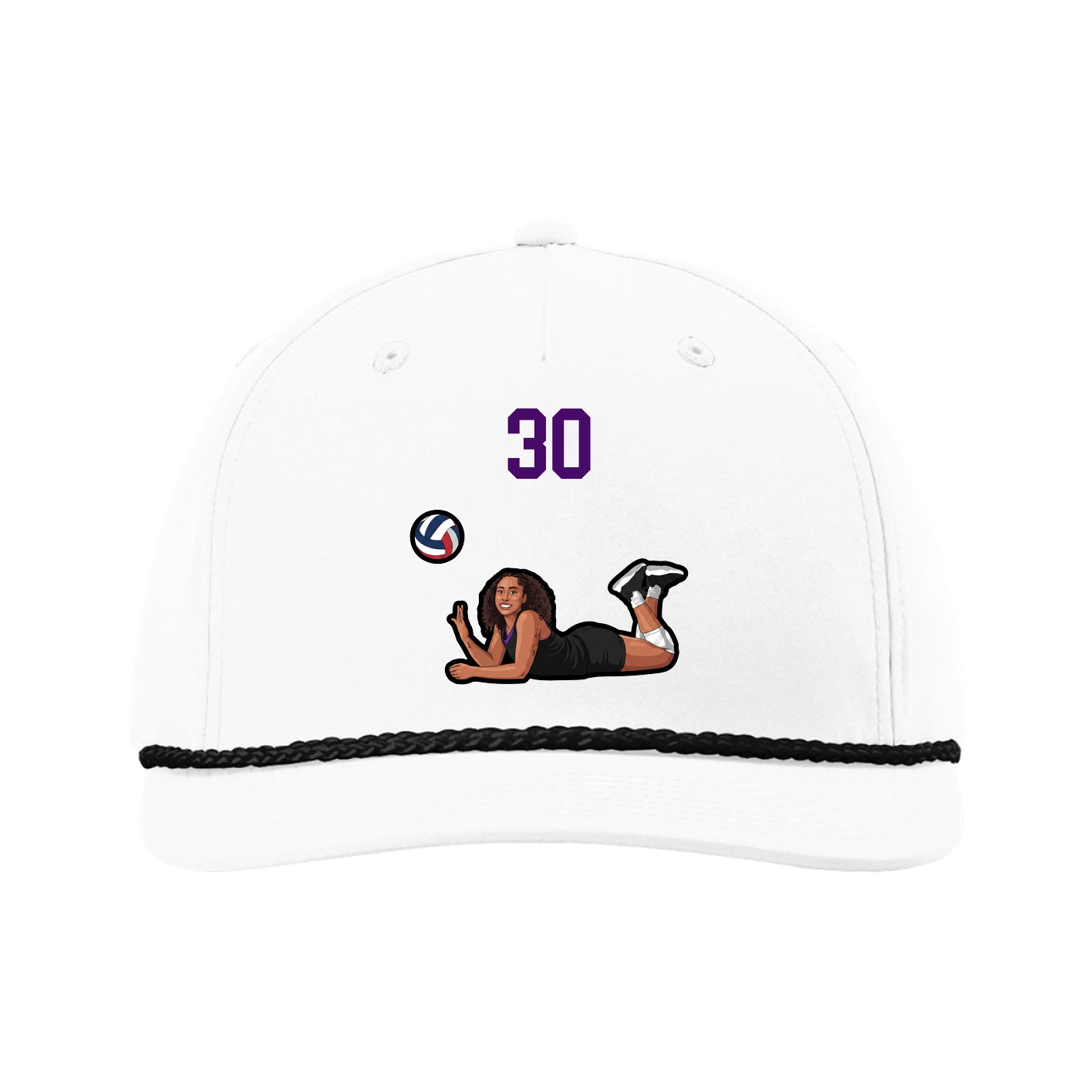 Five-Panel Classic Rope Cap — Number Top in White