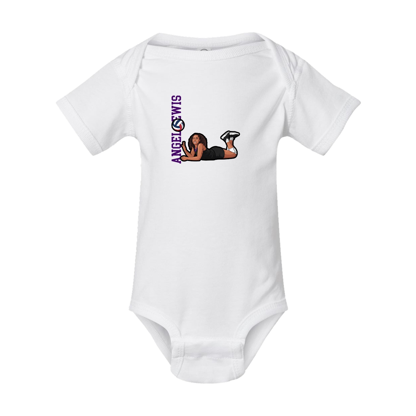 Baby Onesie — Name Vertical in White