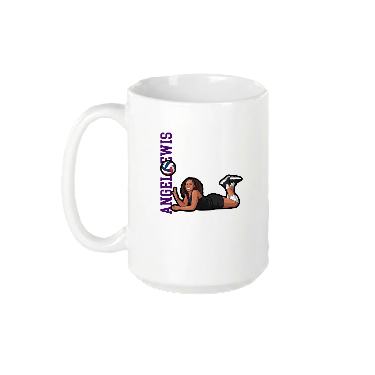 15oz Coffee Mug — Name Vertical in White