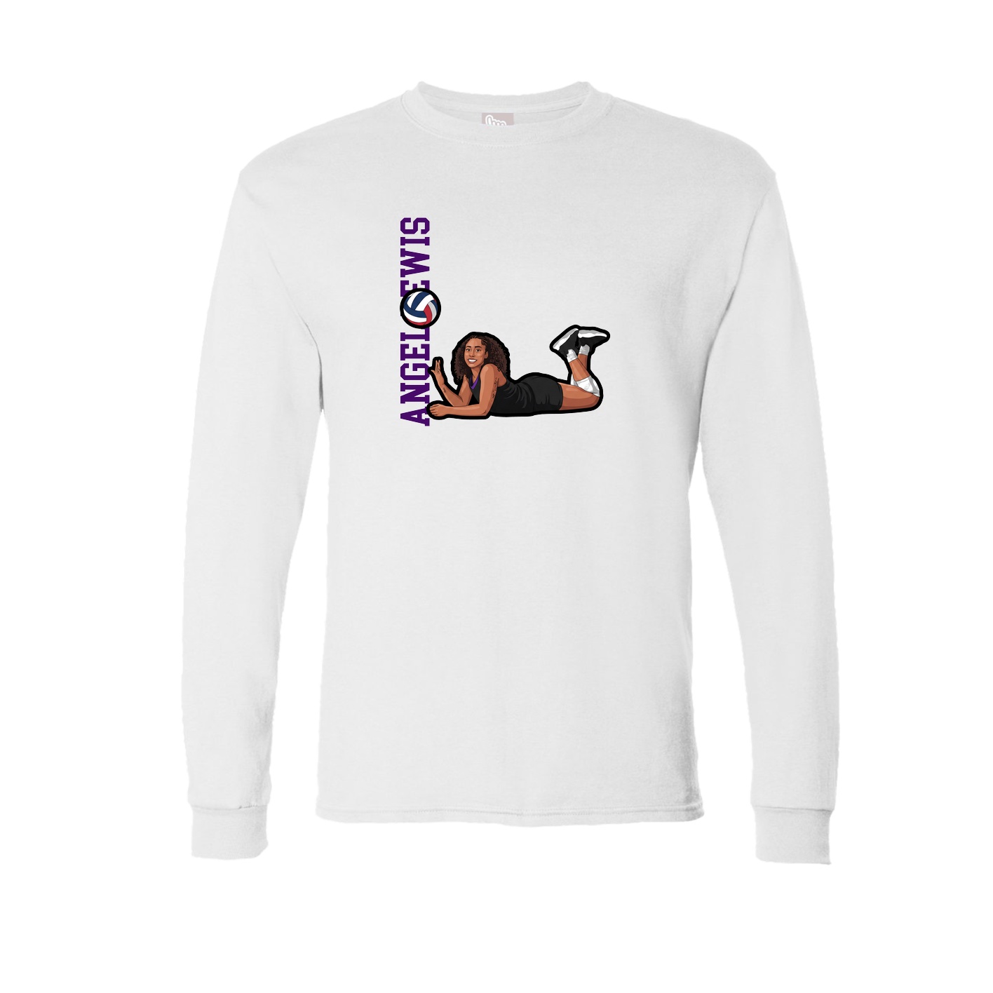 Long Sleeve Tee — Name Vertical in White