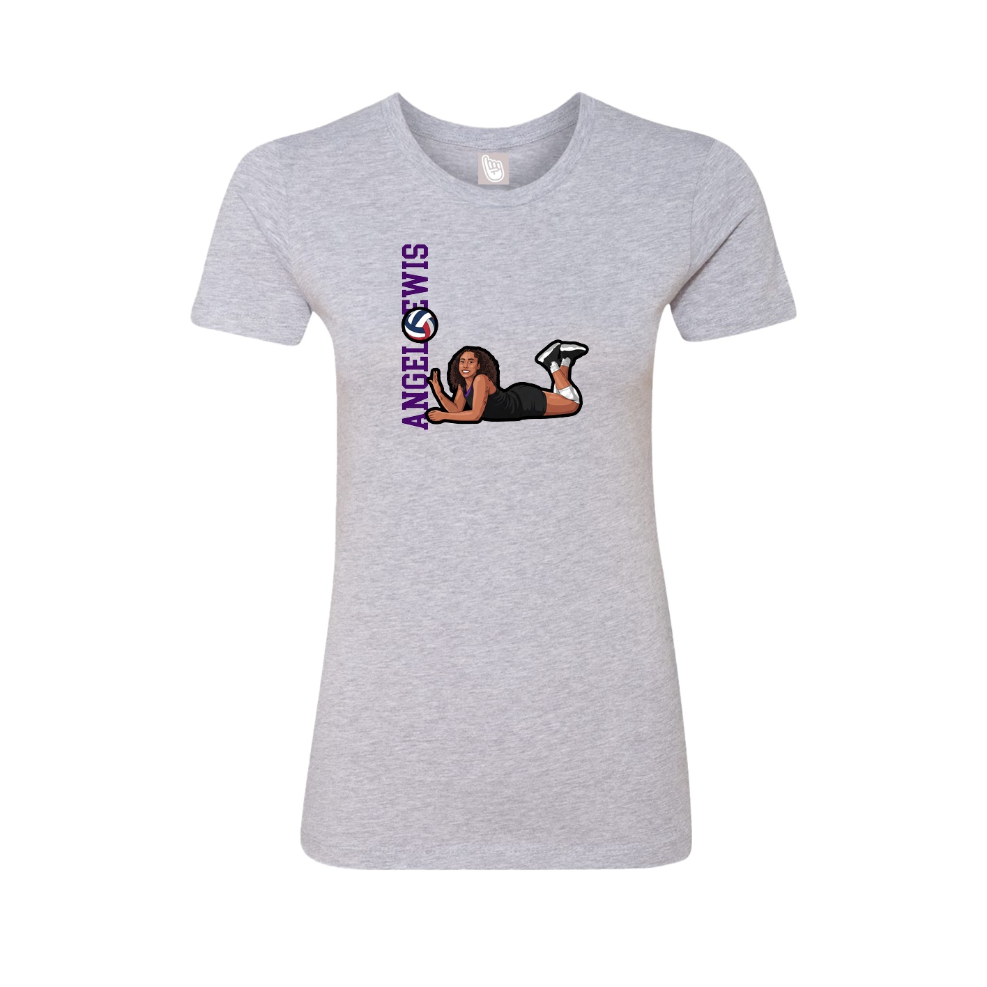 Fitted Women's Tee — Name Vertical in Grey