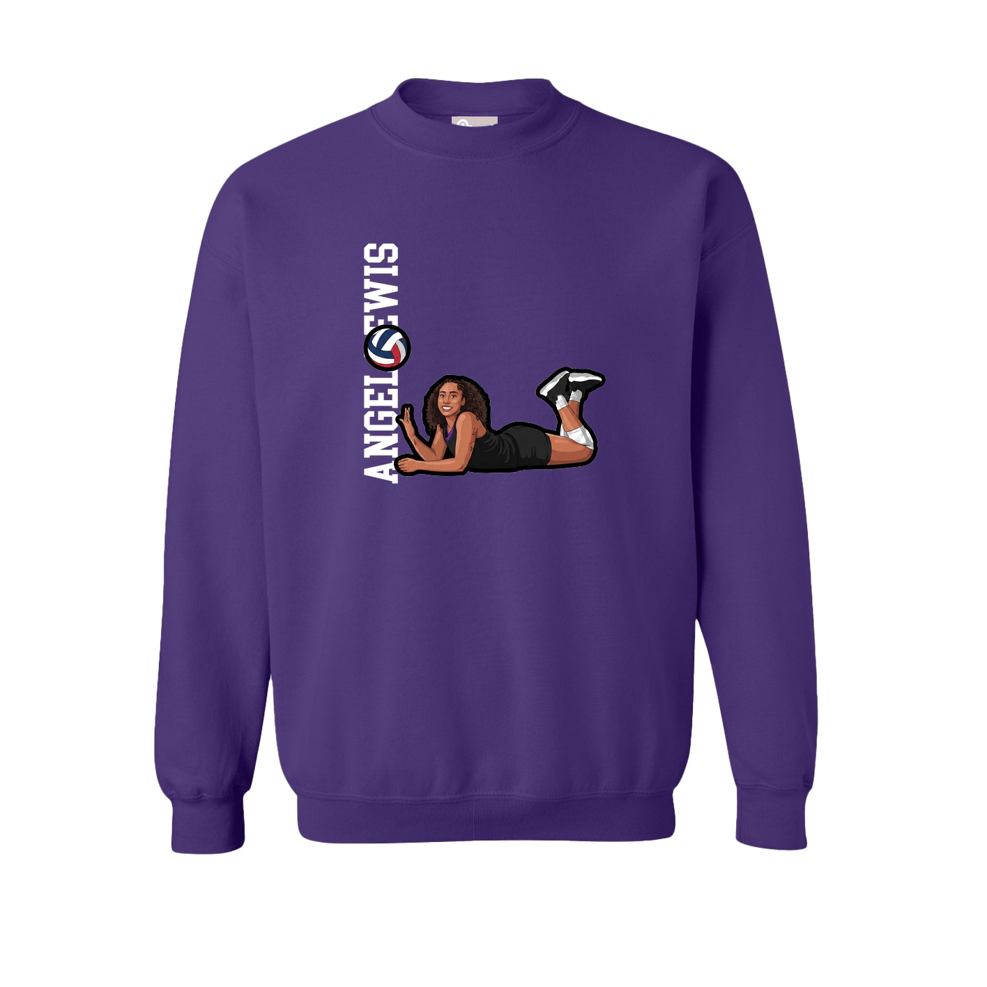Fleece Crew — Name Vertical in Purple