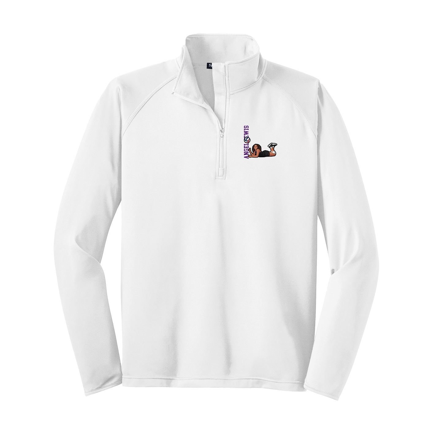 Q-Zip Pullover — Name Vertical in White