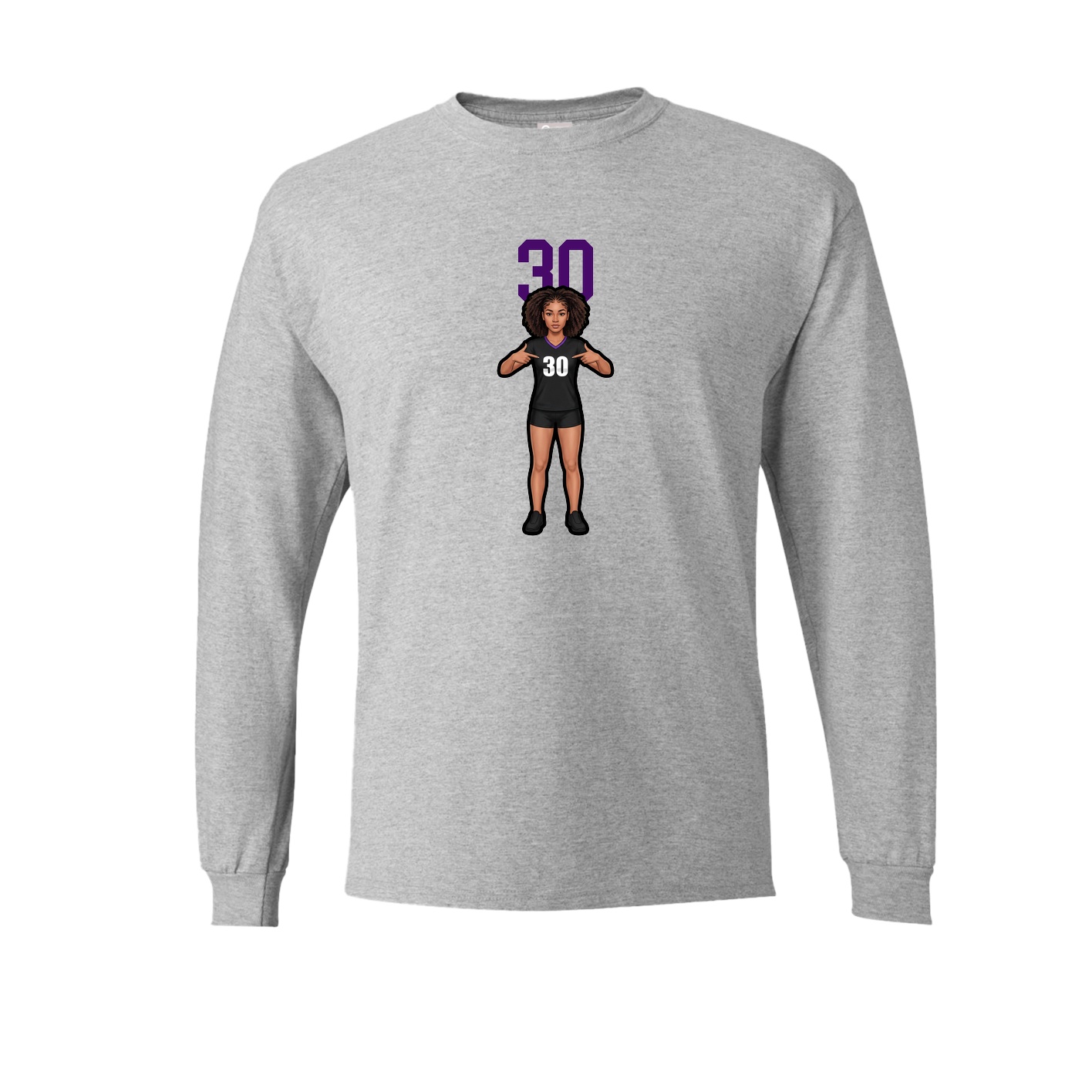 Long Sleeve Tee — Number Top in Grey
