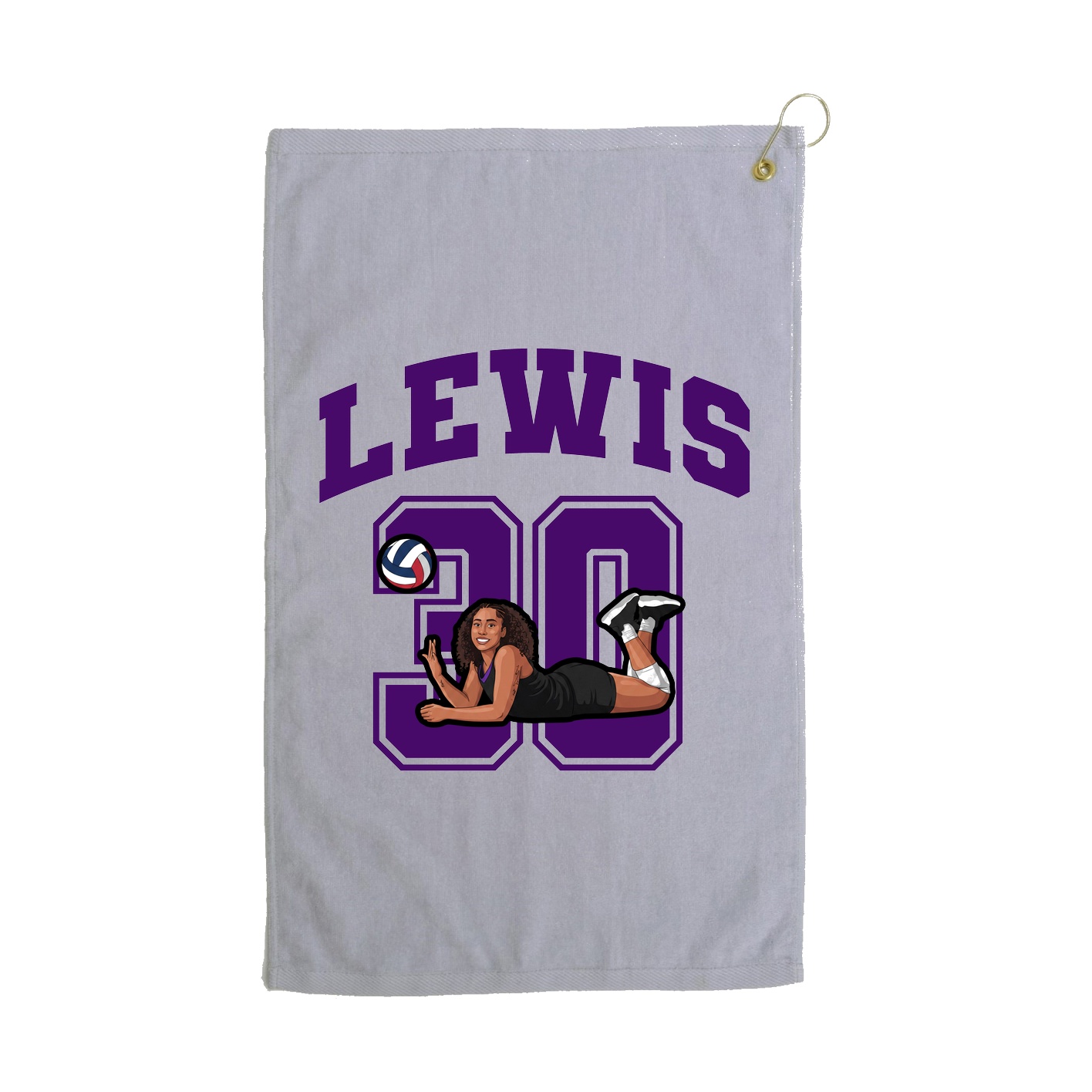 Golf Towel — Number in Grey