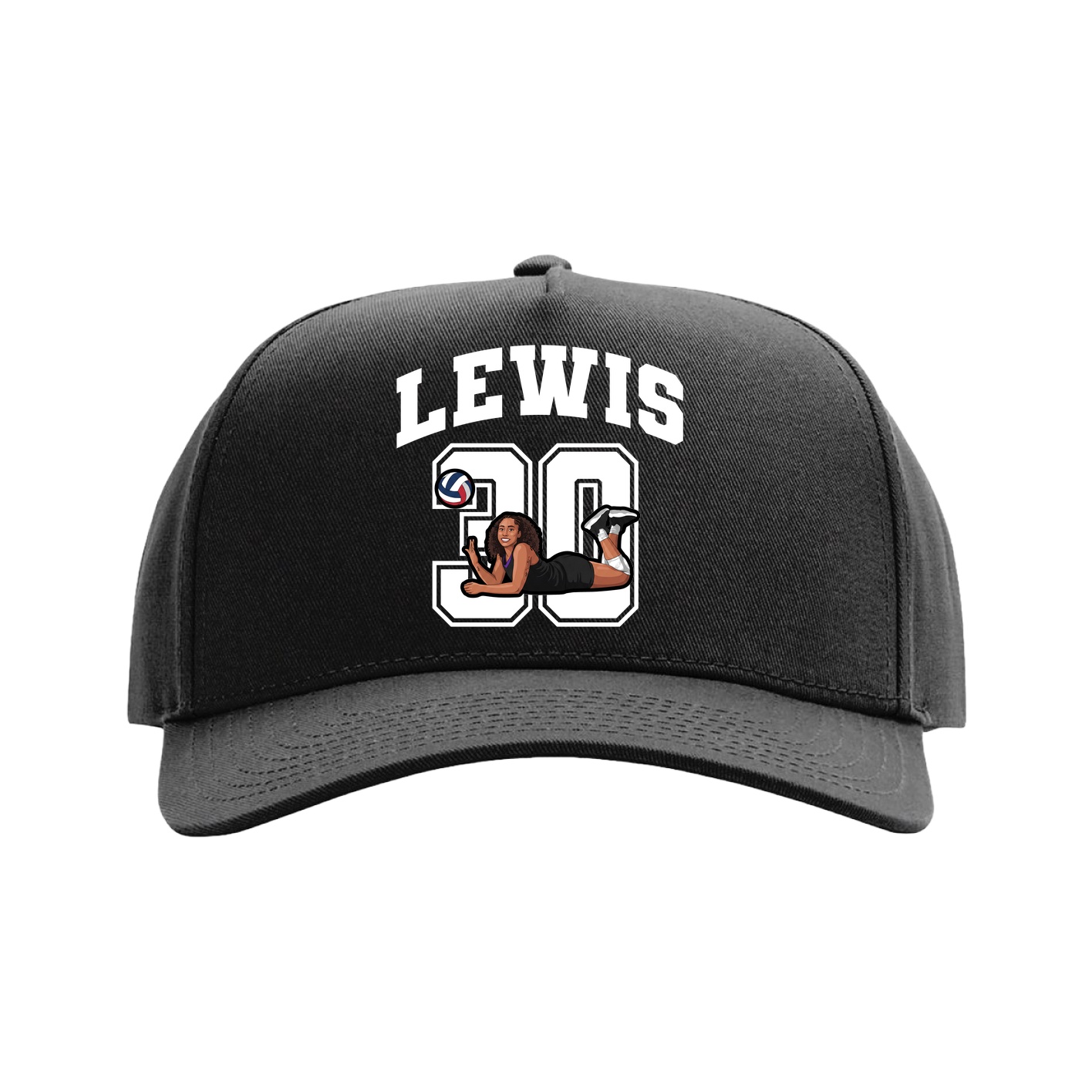 Full Fabric Five-Panel Champ Cap — Number in Black
