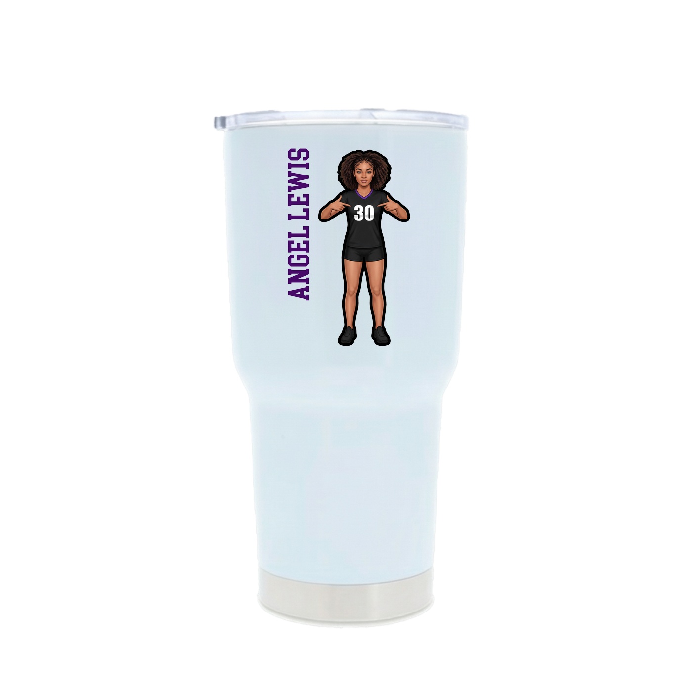 30oz Stainless Steel Tumbler — Name Vertical in White