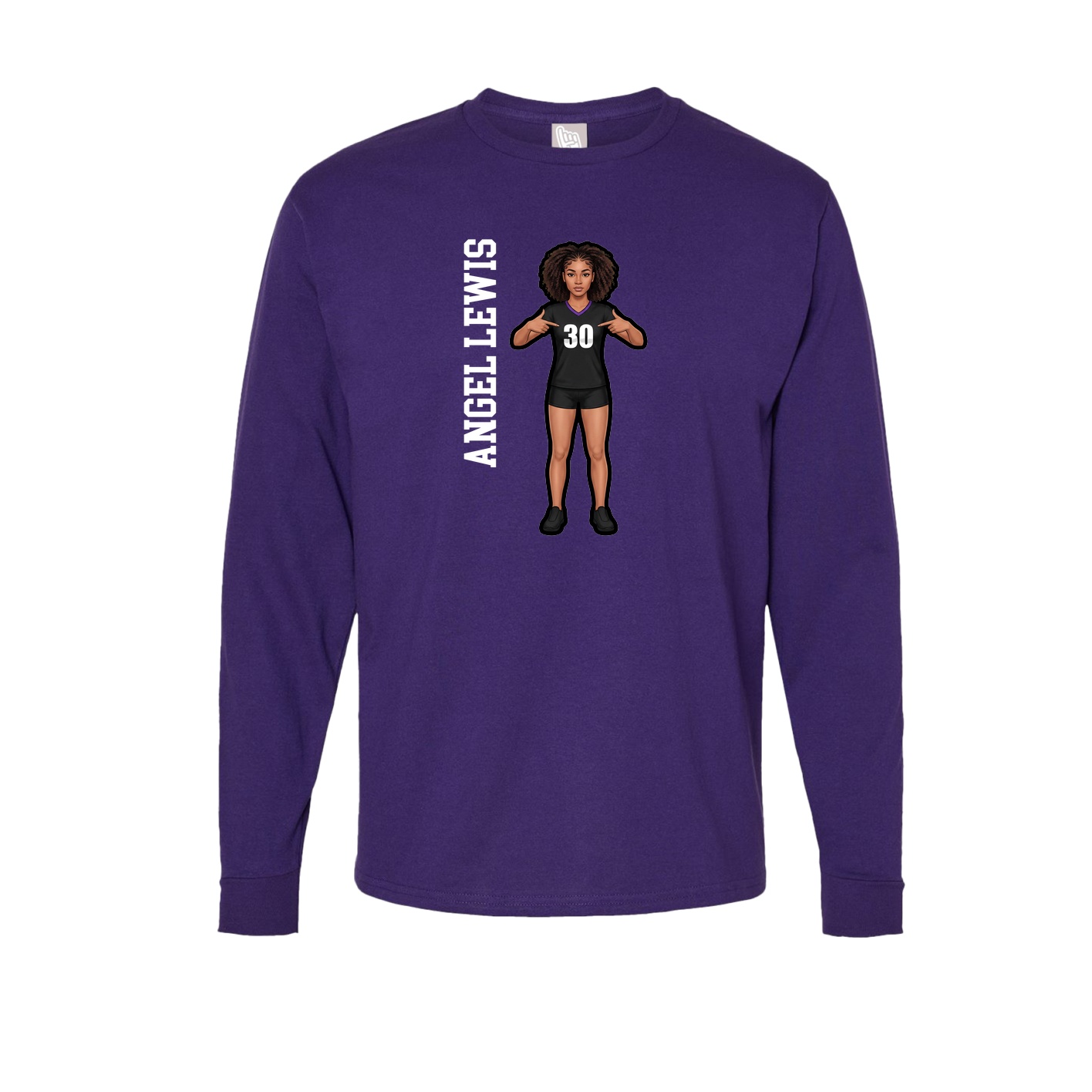 Long Sleeve Tee — Name Vertical in Purple