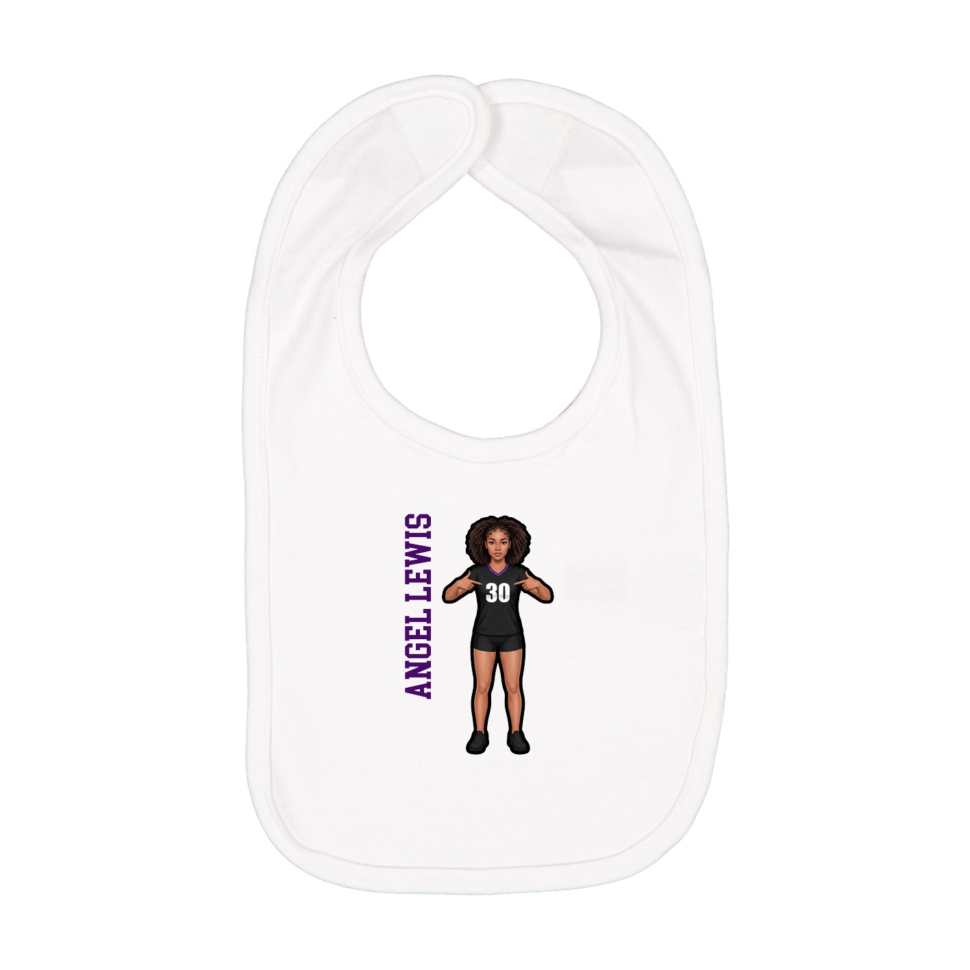 Infant Bib — Name Vertical in White