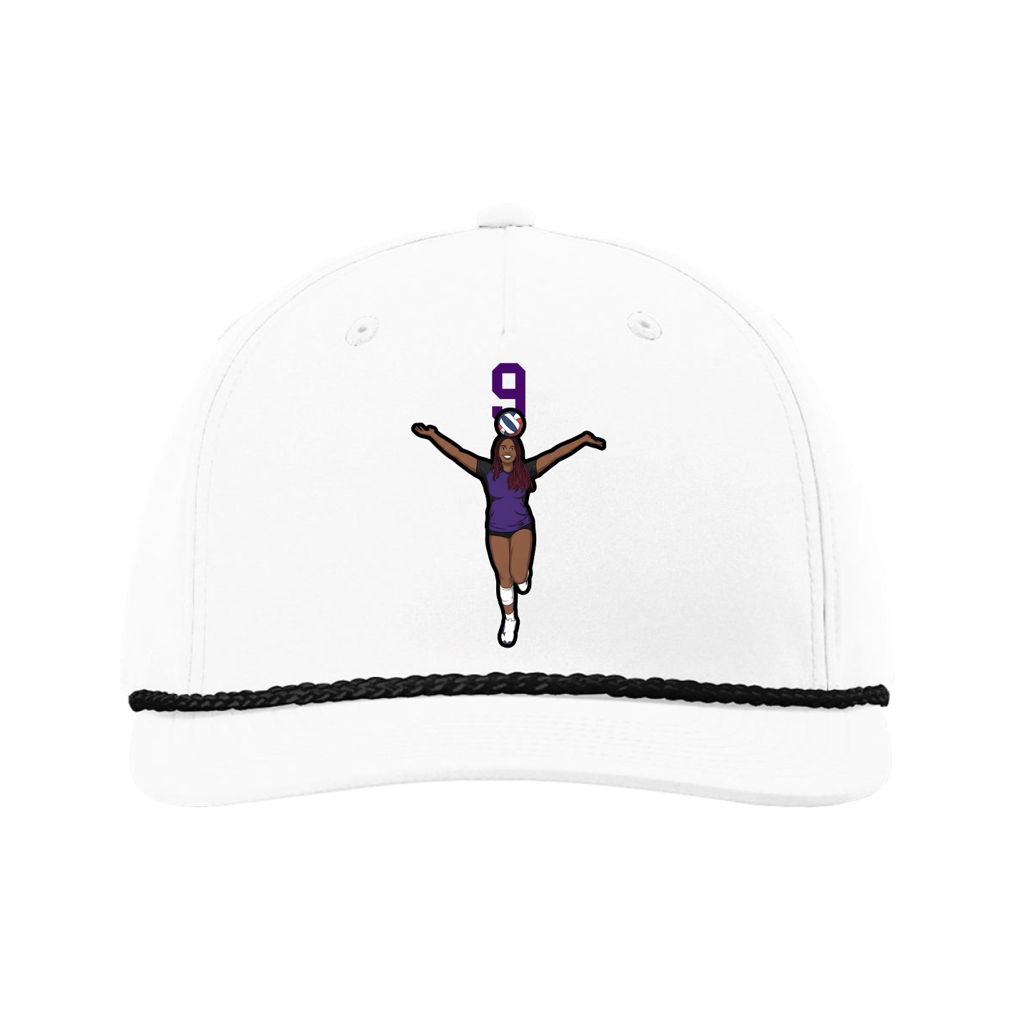 Five-Panel Classic Rope Cap — Number Top in White