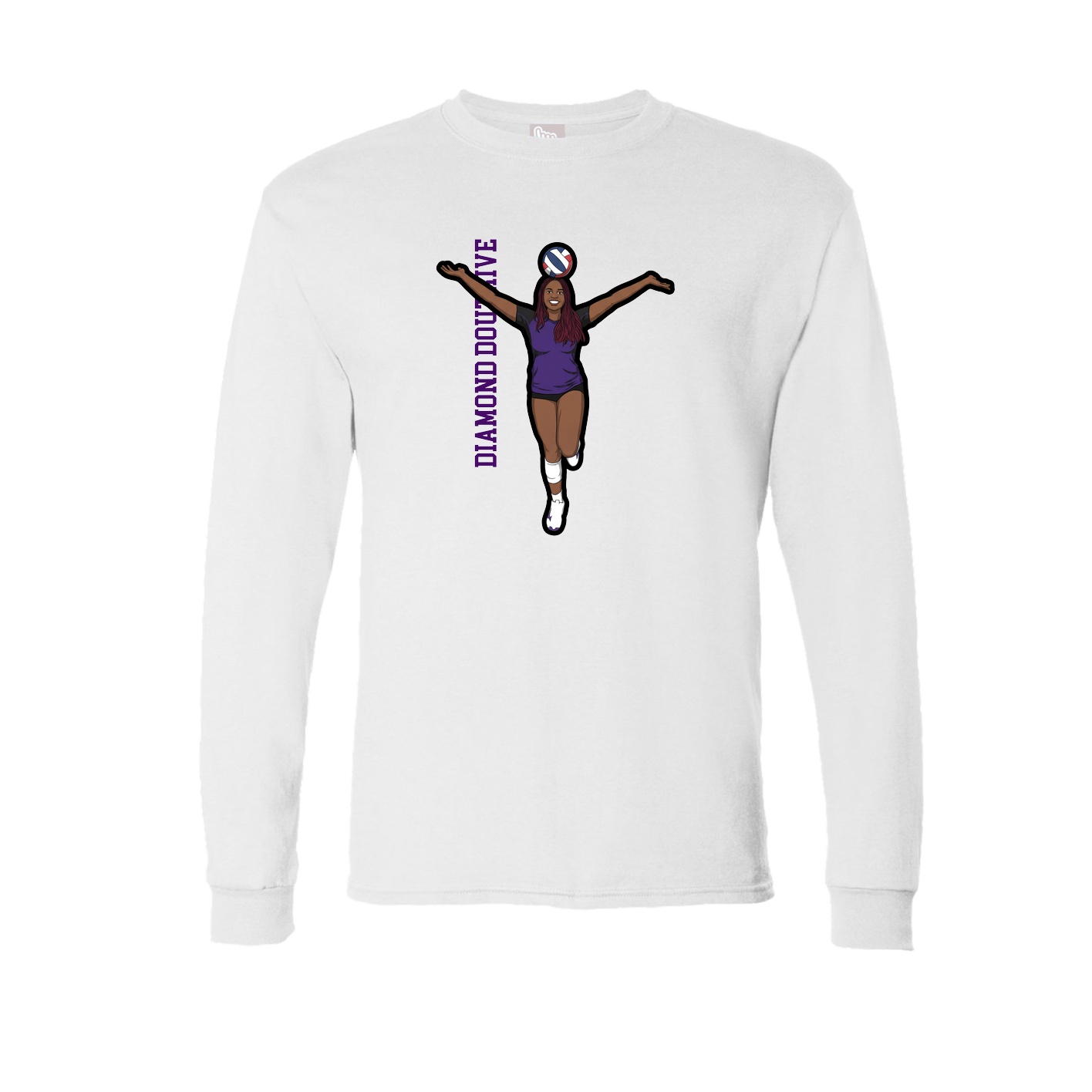 Long Sleeve Tee — Name Vertical in White