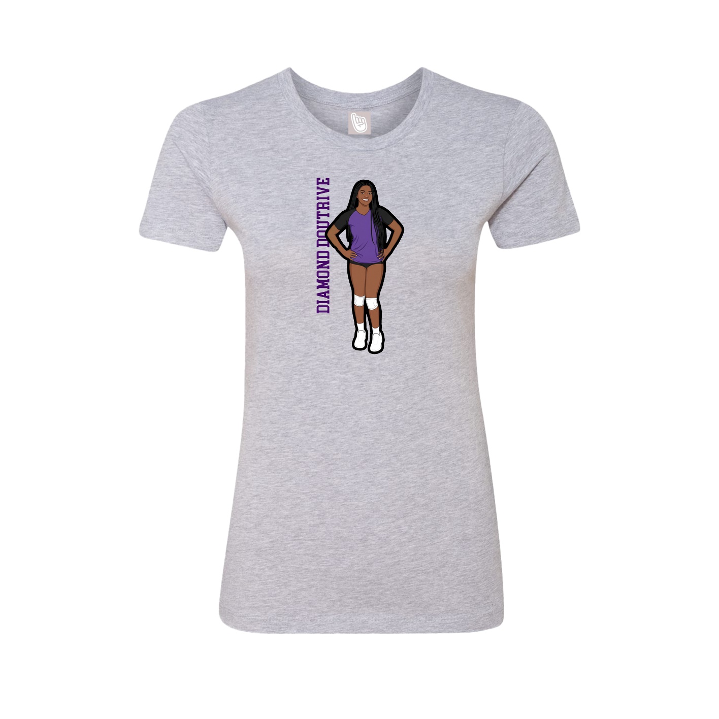Fitted Women's Tee — Name Vertical in Grey