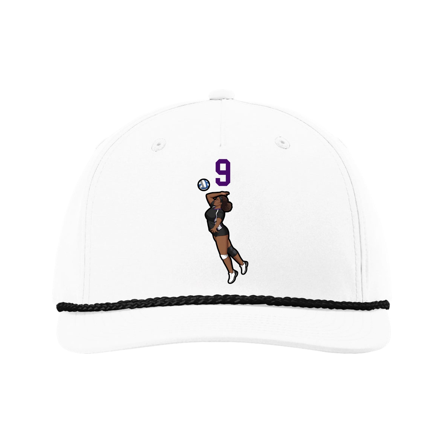Five-Panel Classic Rope Cap — Number Top in White