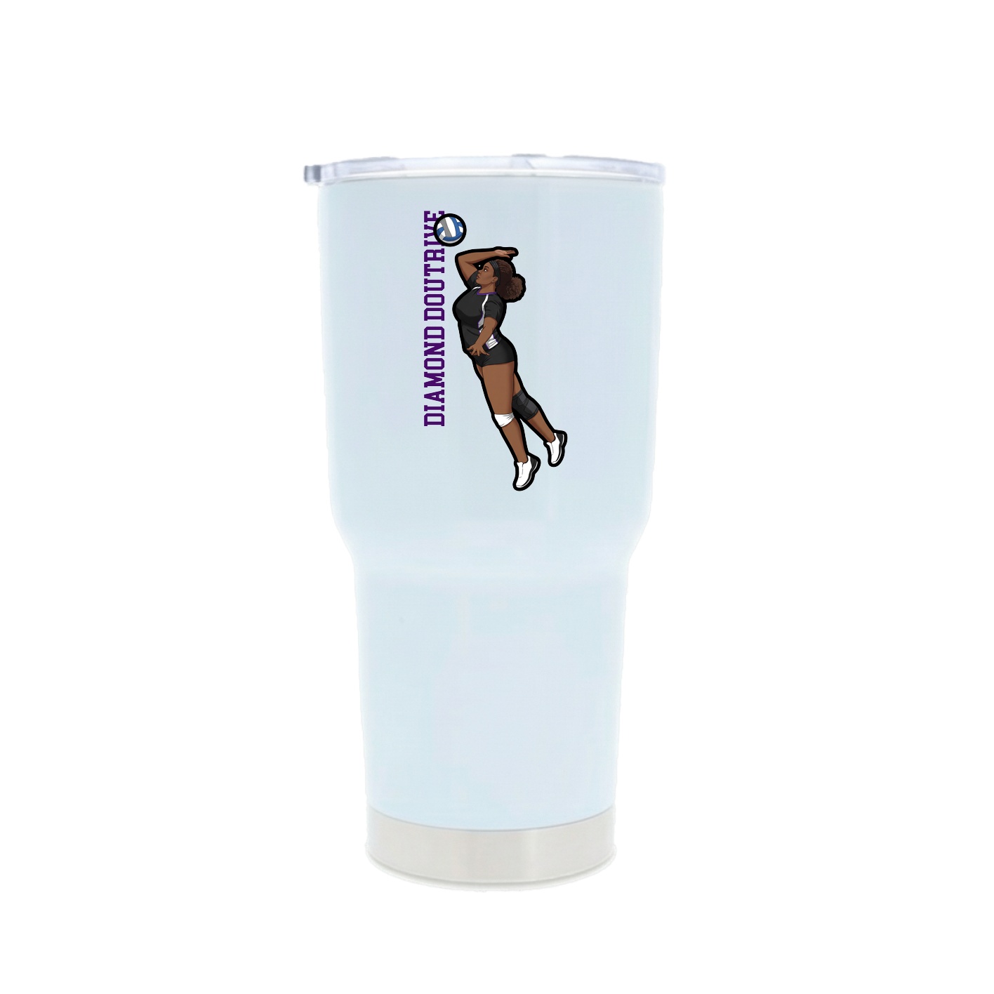 30oz Stainless Steel Tumbler — Name Vertical in White