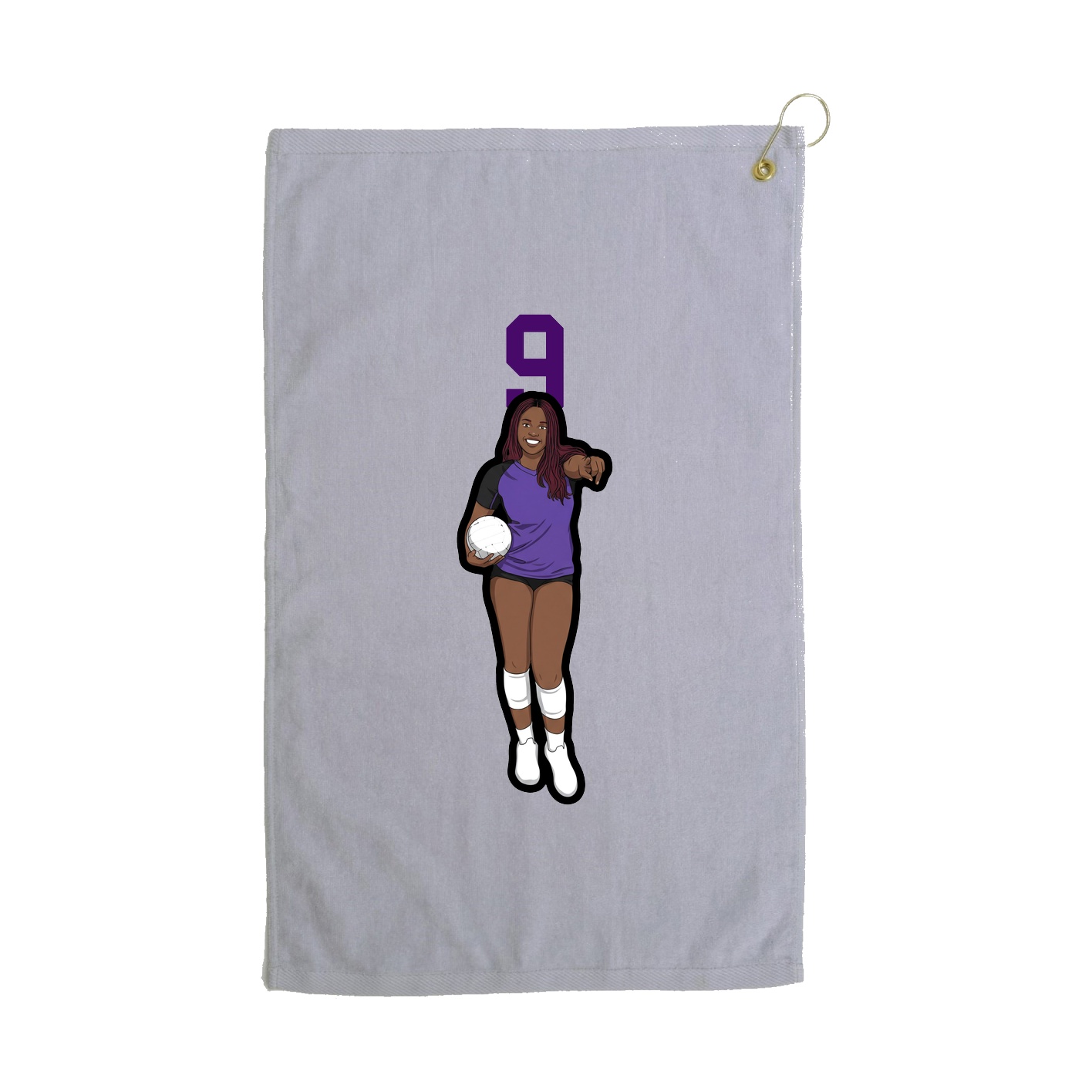 Golf Towel — Number Top in Grey
