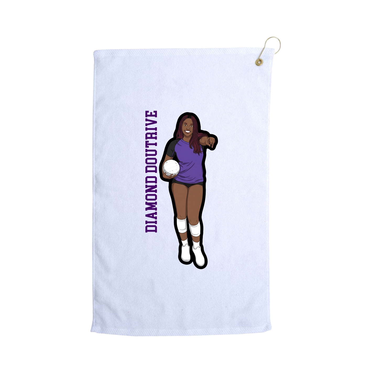 Golf Towel — Name Vertical in White