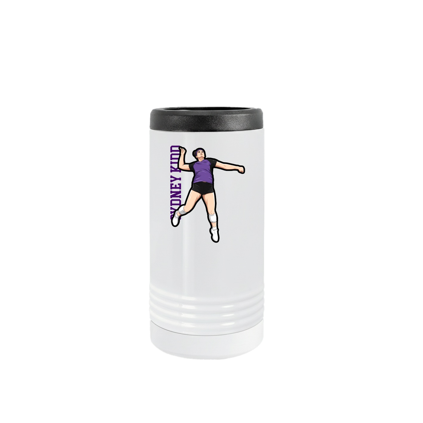 Slim Beverage Holder — Name Vertical in White