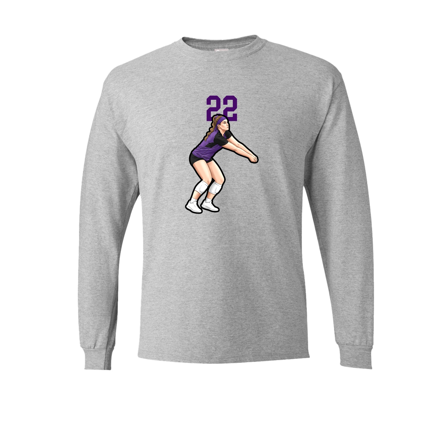 Long Sleeve Tee — Number Top in Grey