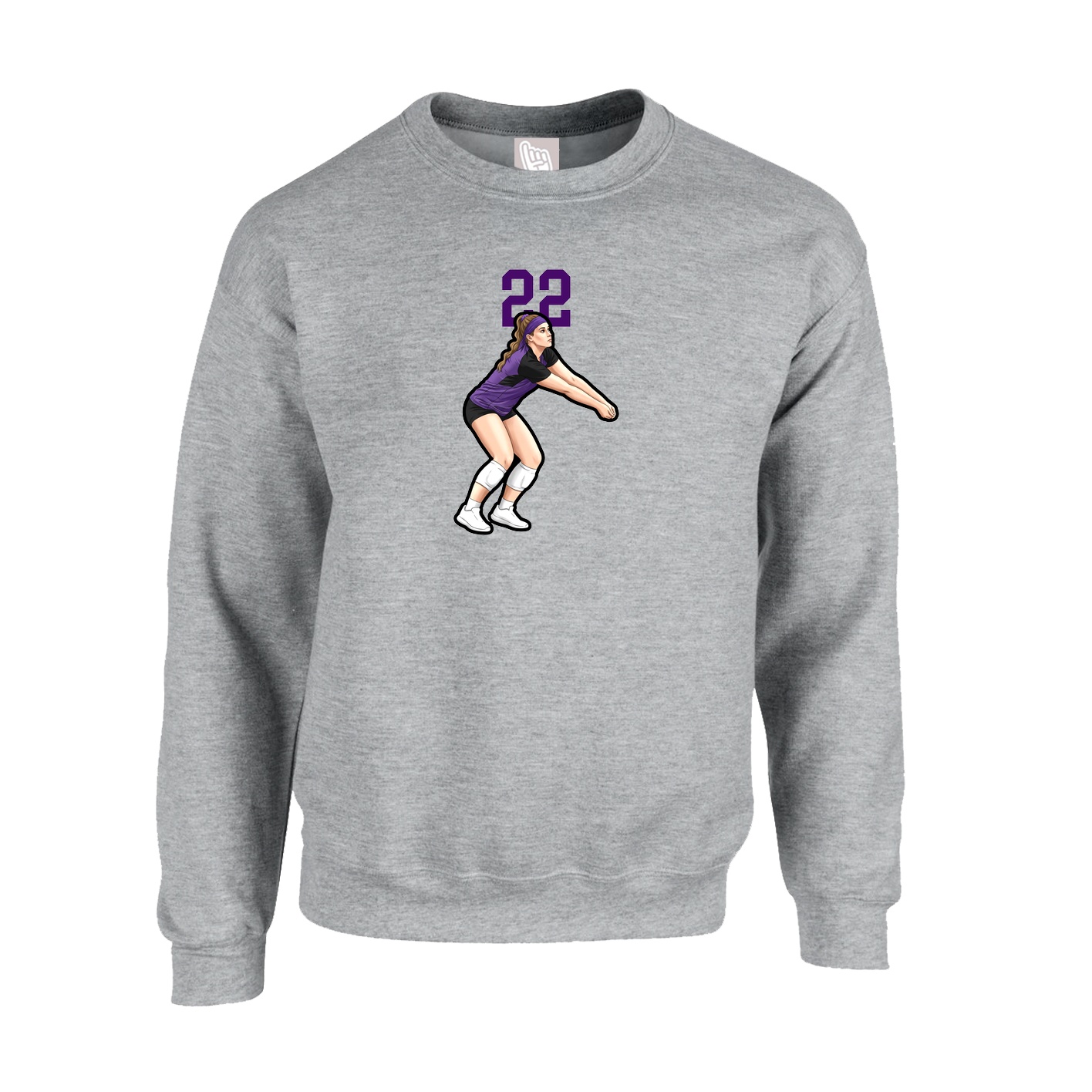 Fleece Crew — Number Top in Grey