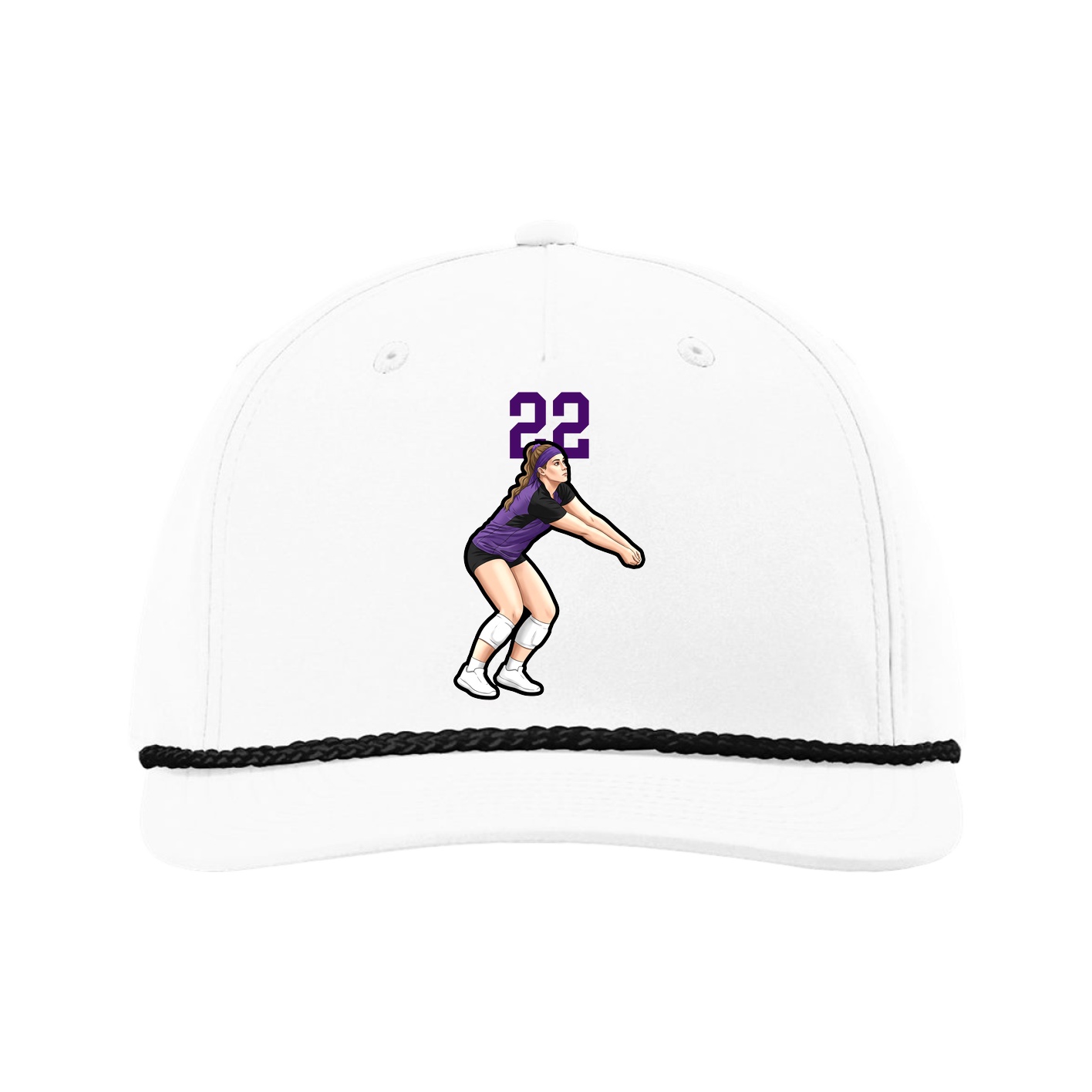 Five-Panel Classic Rope Cap — Number Top in White