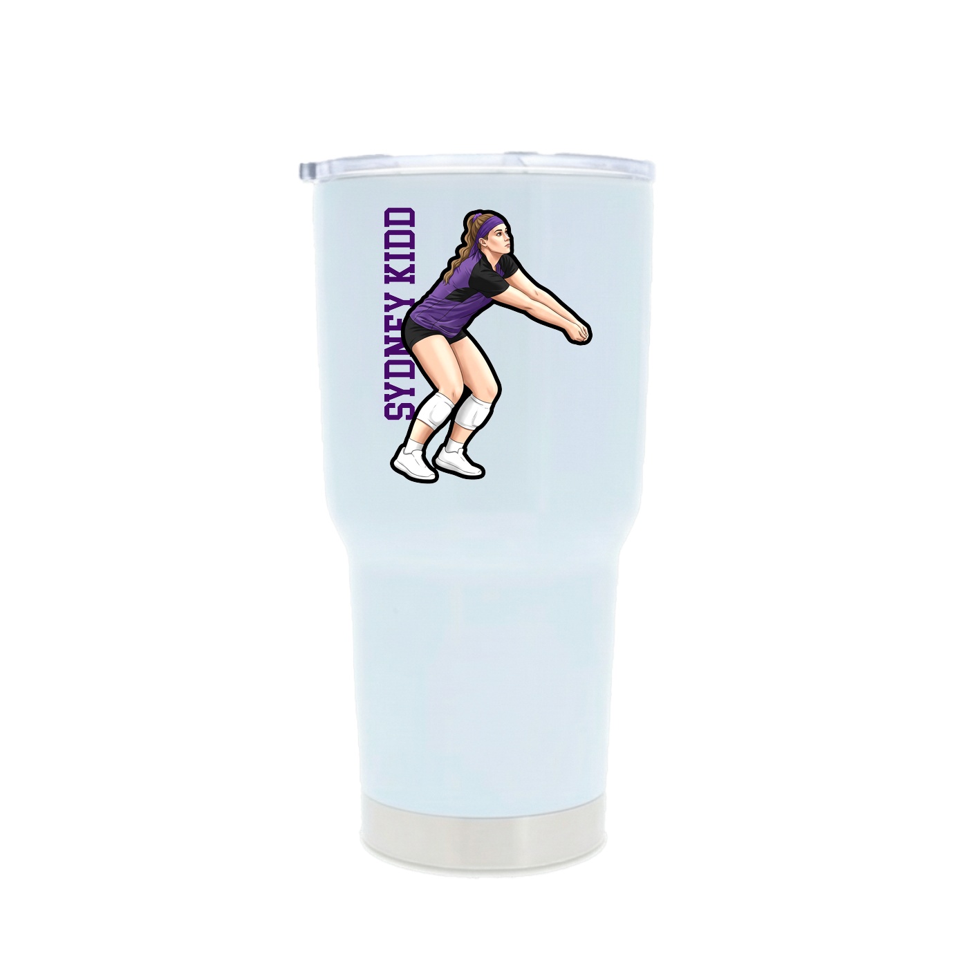 30oz Stainless Steel Tumbler — Name Vertical in White