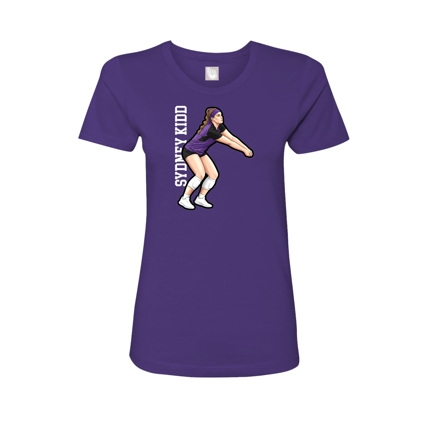 Fitted Women's Tee — Name Vertical in Purple