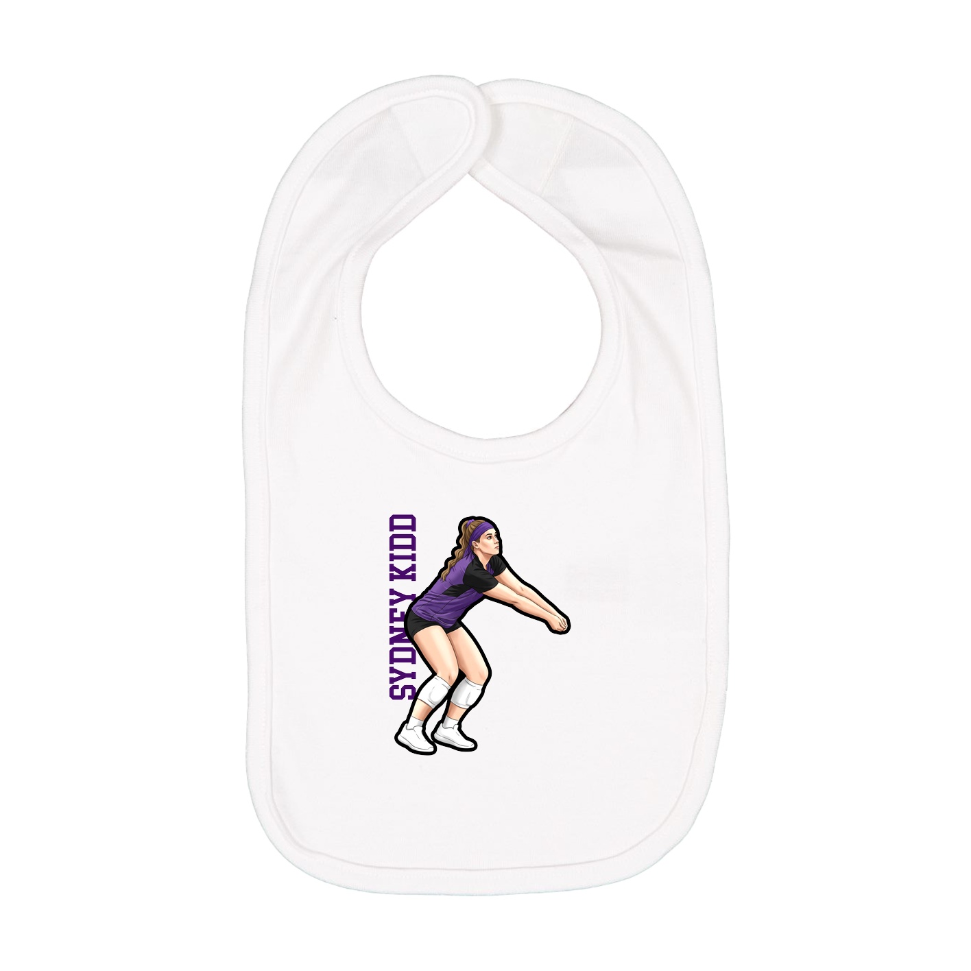 Infant Bib — Name Vertical in White
