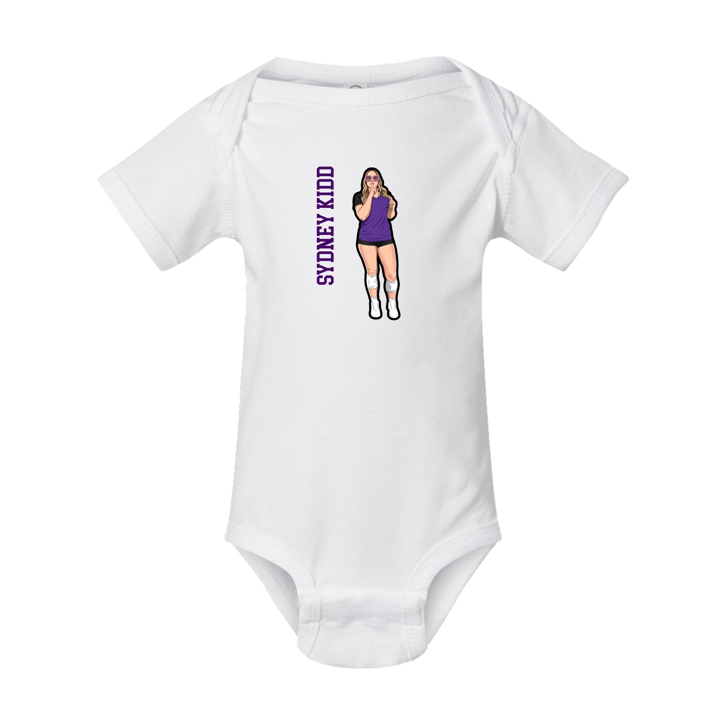 Baby Onesie — Name Vertical in White